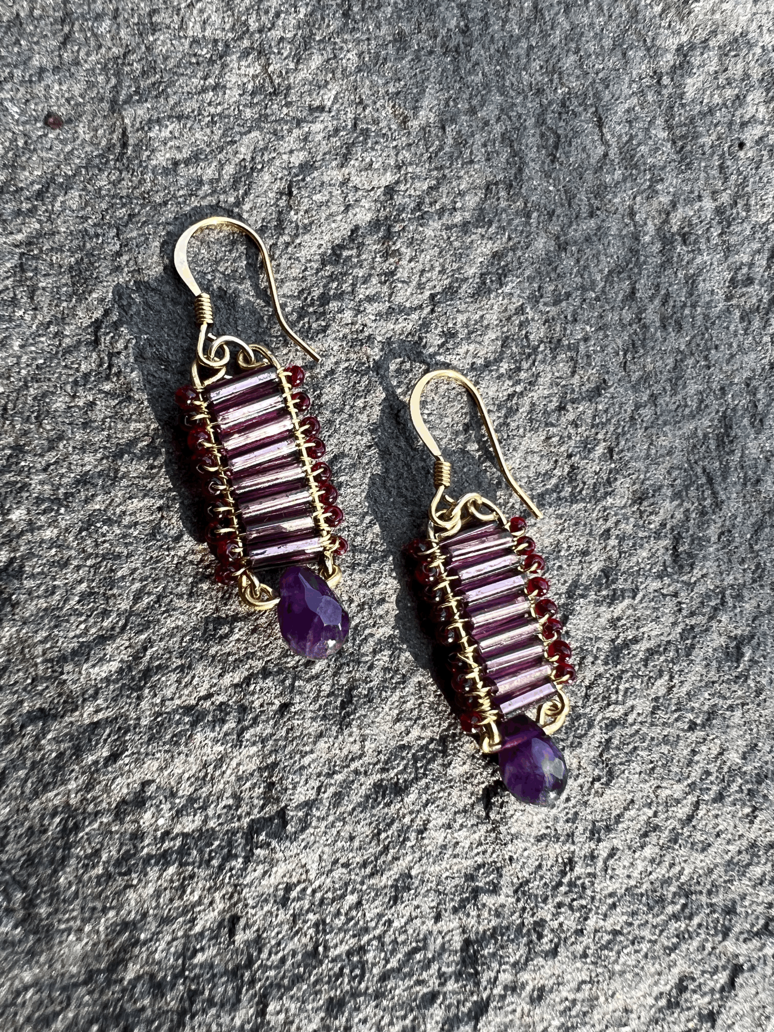 amethyst sculpture earrings