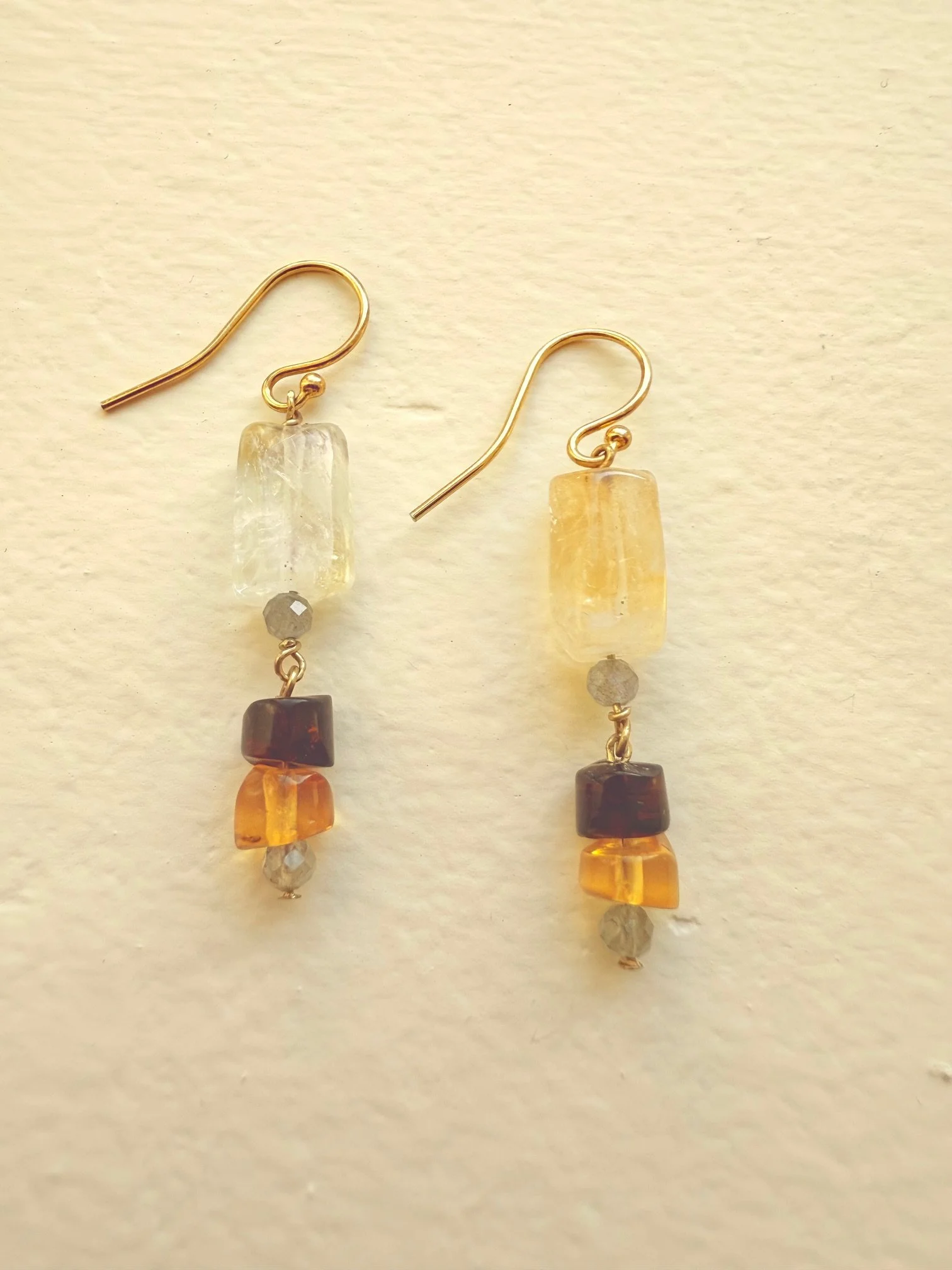 Citrine, Labradorite & Amber Earrings