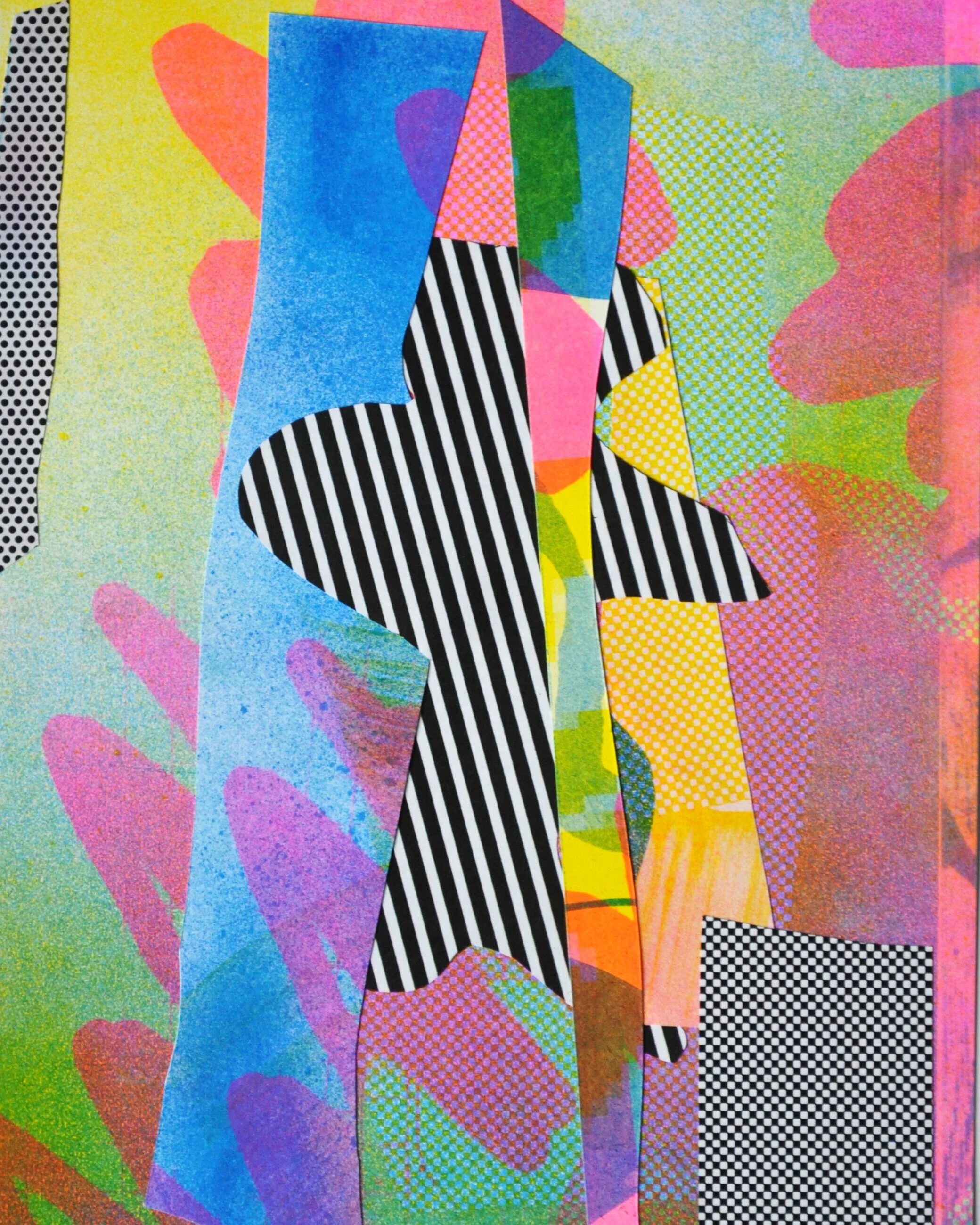 Totem n°4 - Collage, acrylique, risographie, impression jet d'encre sur papier - 29,7 x 21 cm - 2020