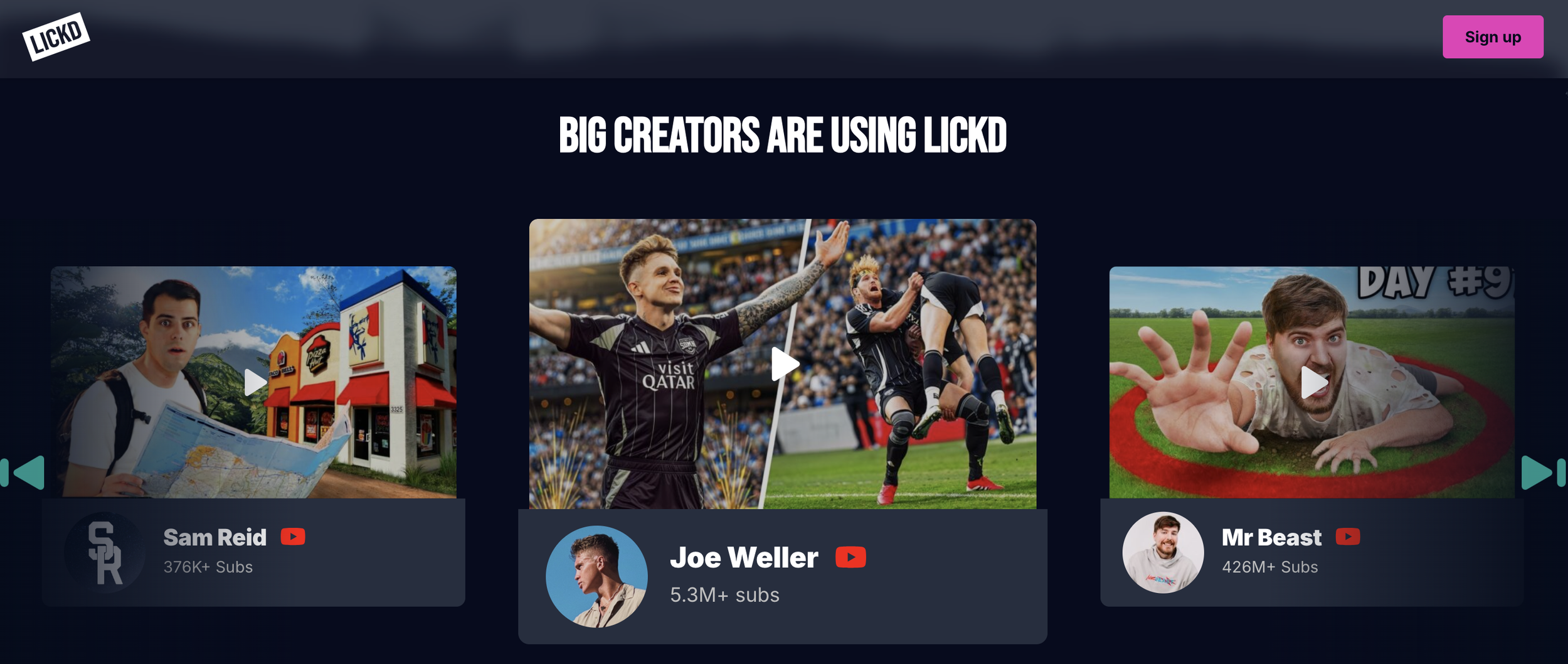 big creators using lickd