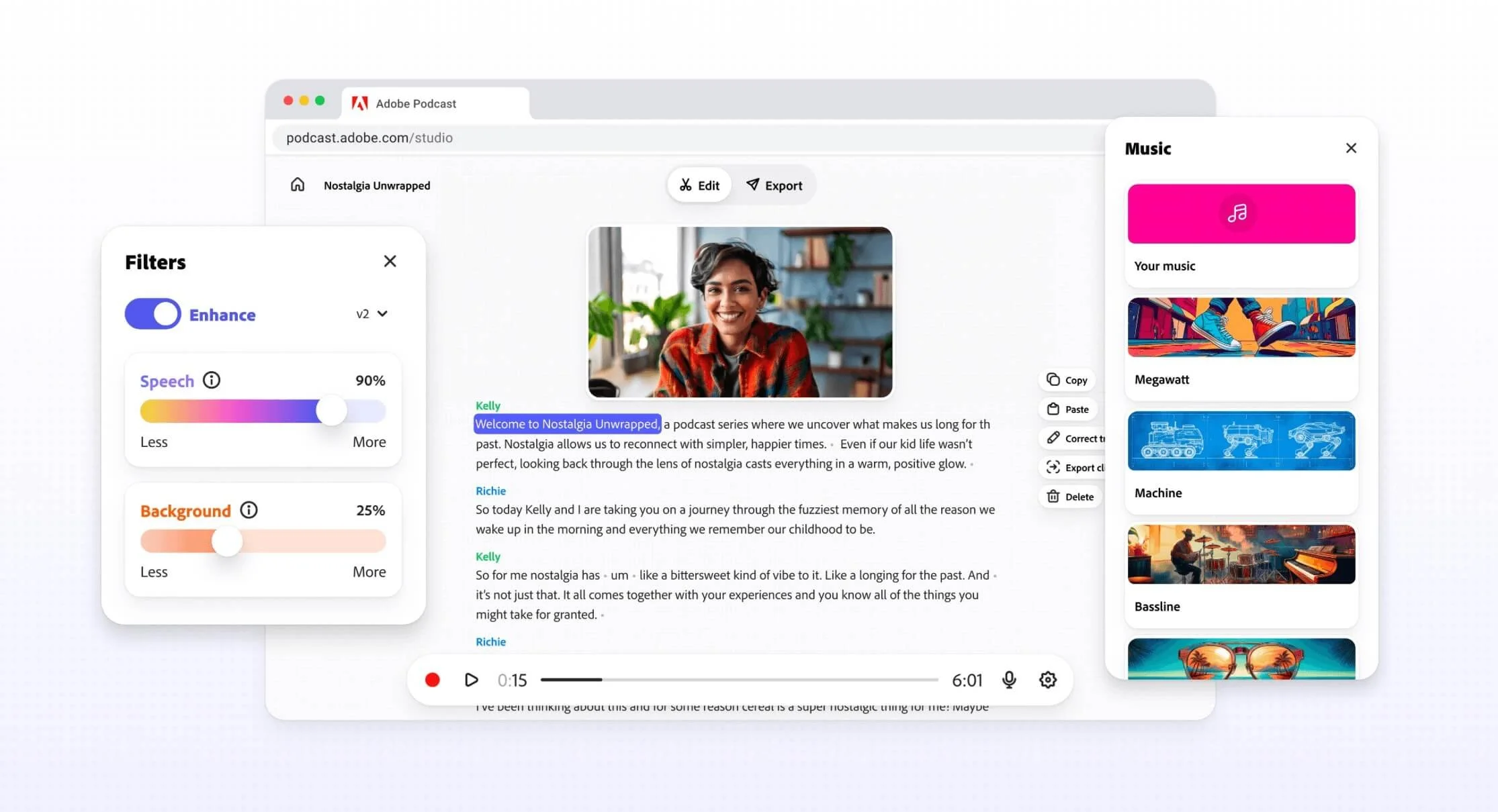 Adobe Podcast Editing Features