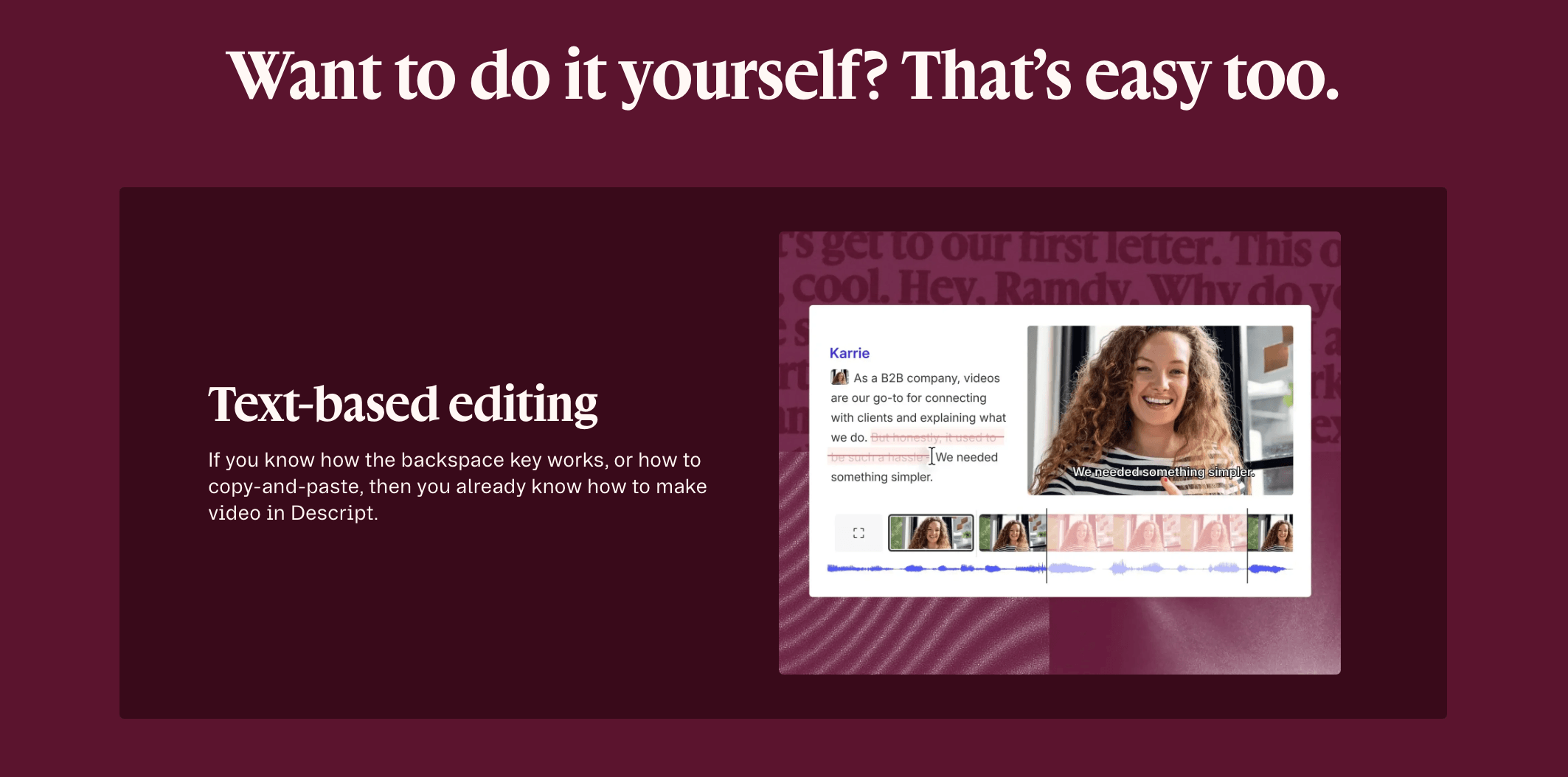 Descript text-based editing