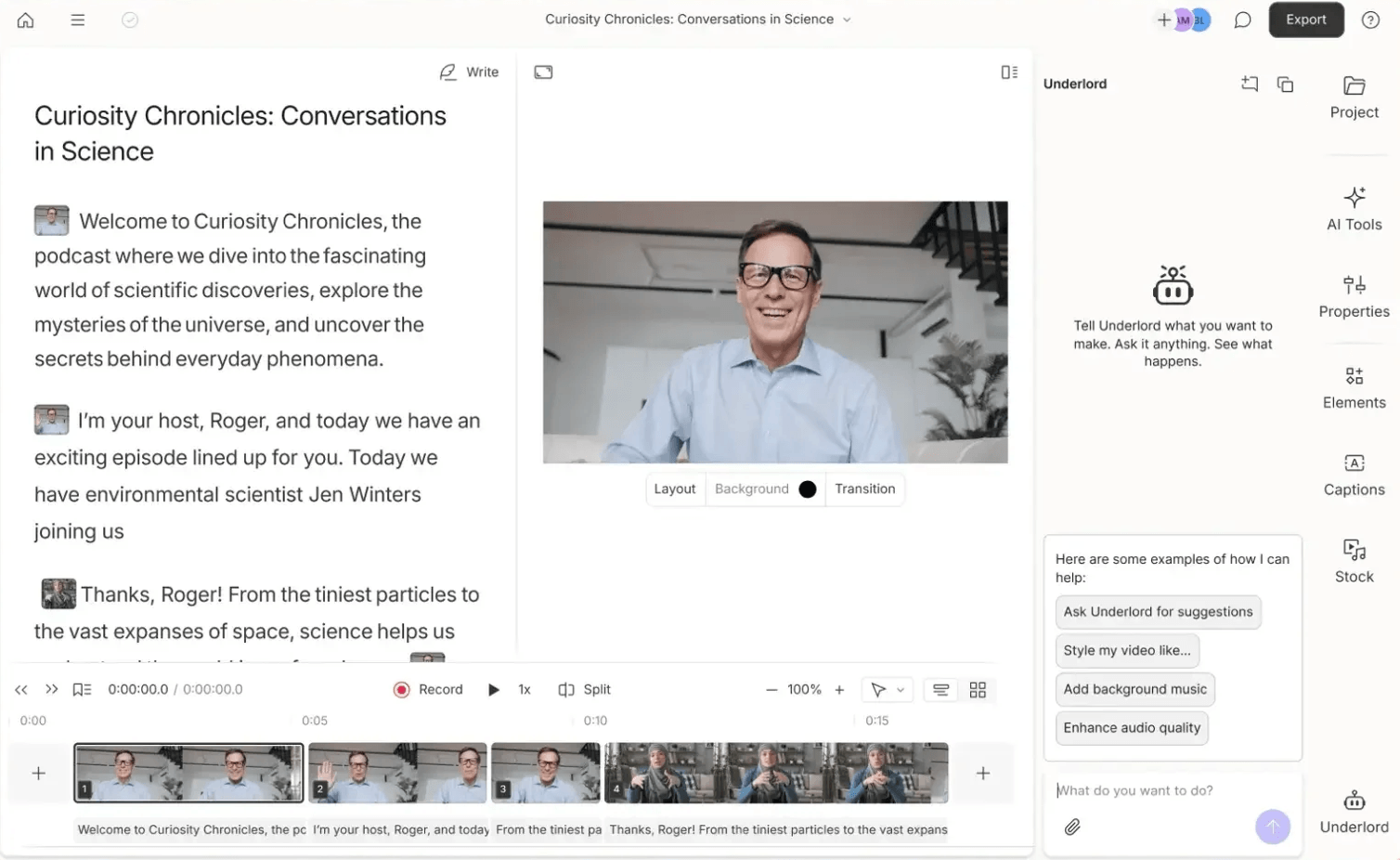 descript editor for podcasts
