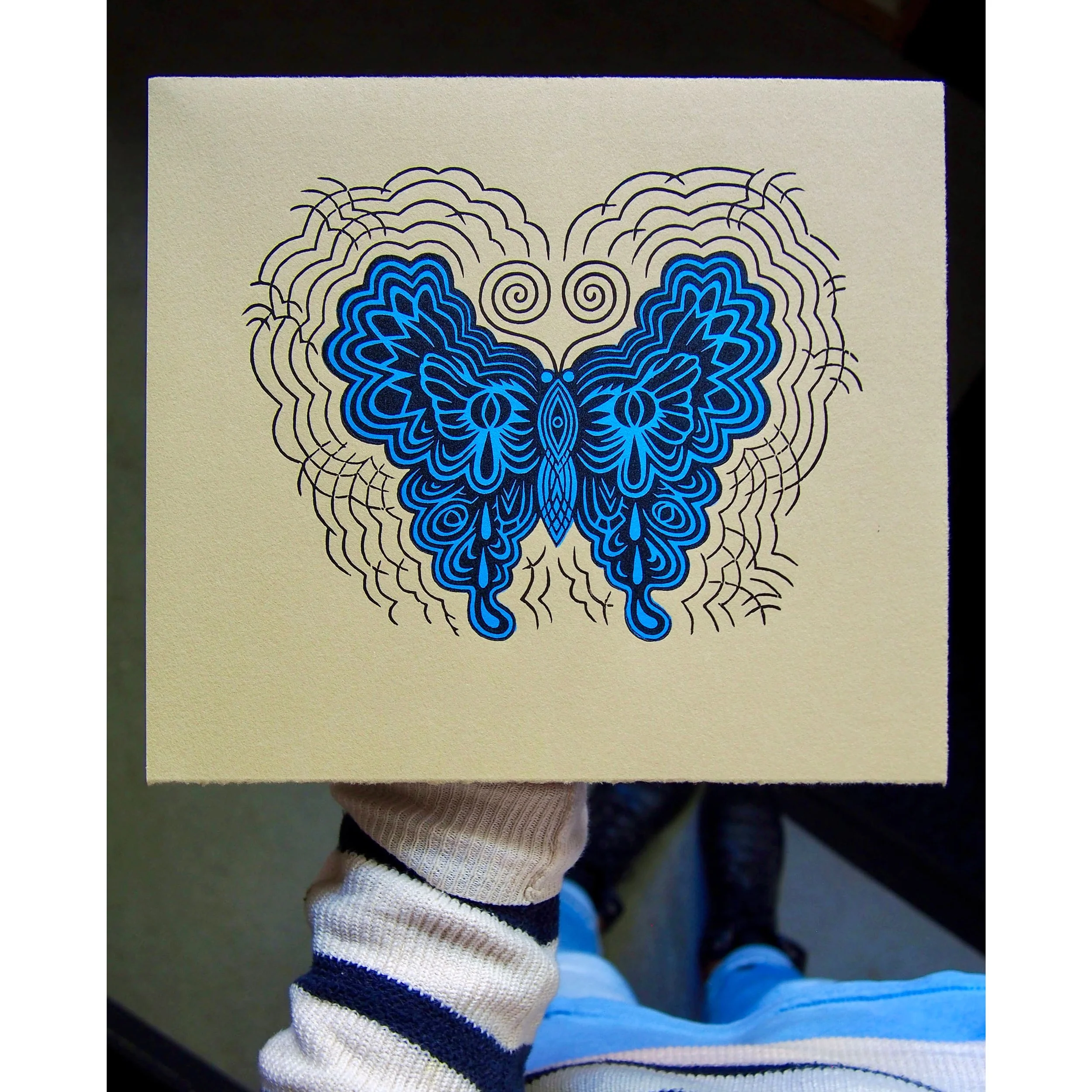 "BLUE BUTTERFLY" Woodcut Print (PRE-ORDER)