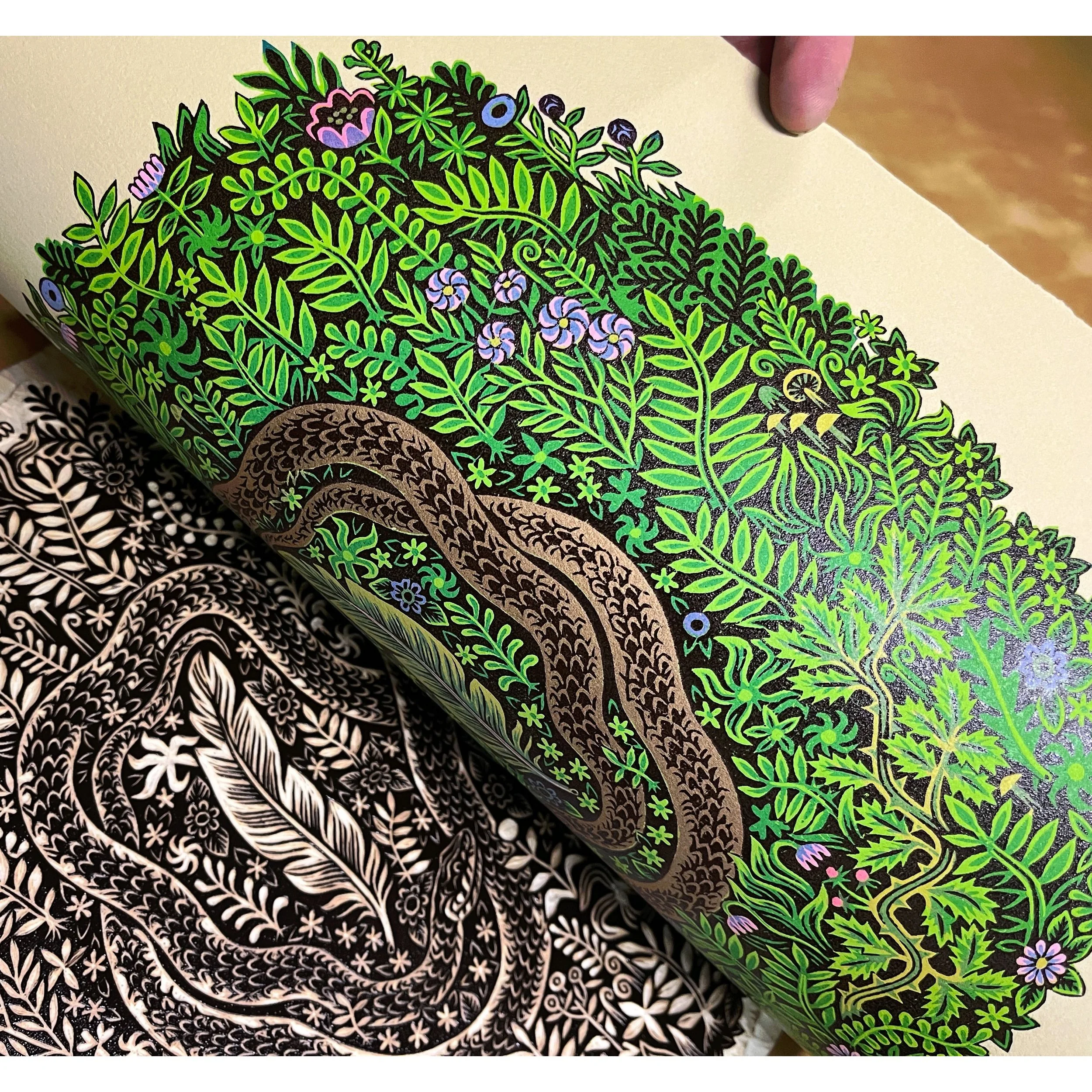 "LOOPING SERPENT" Woodcut Print (PRE-ORDER)