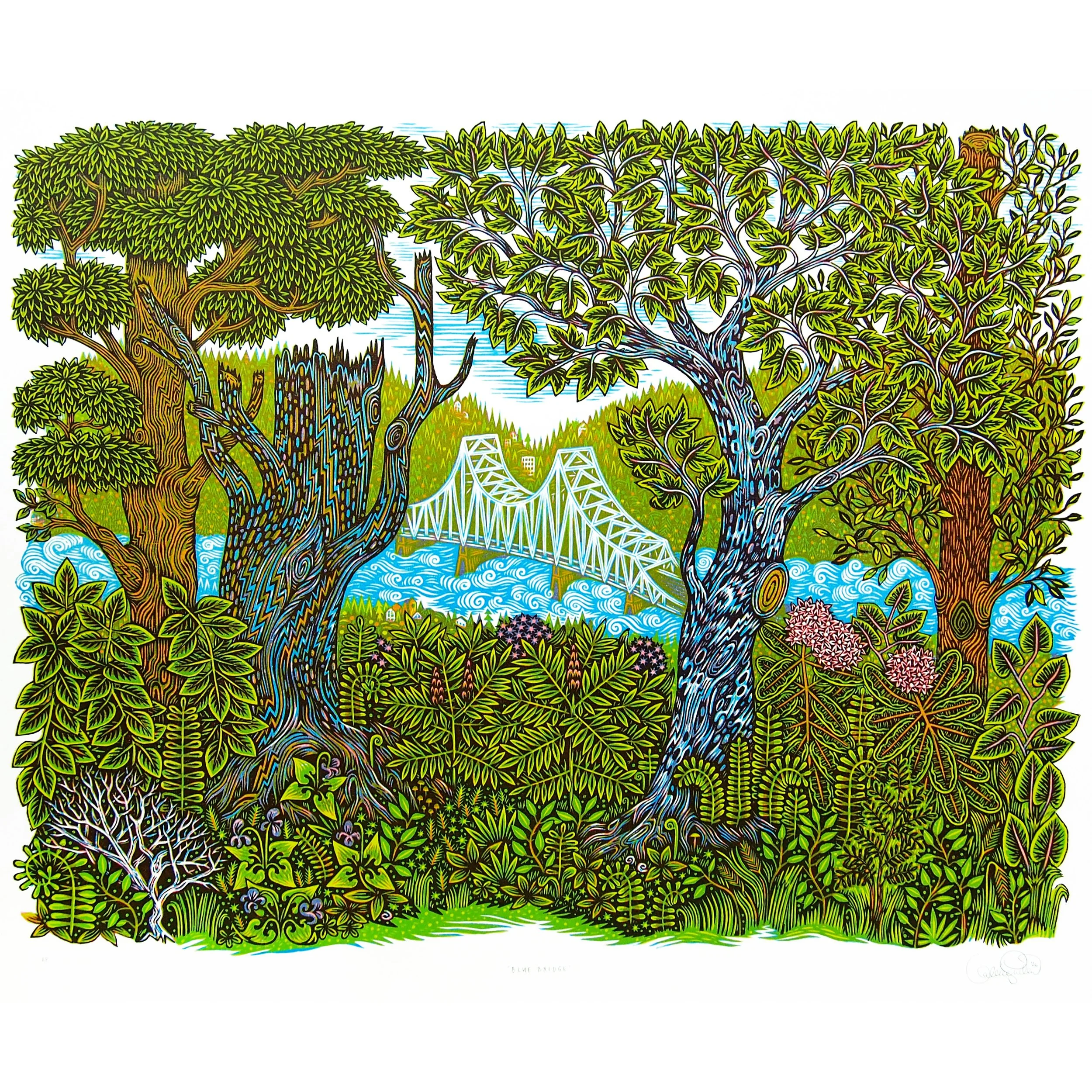 “BLUE BRIDGE” Woodcut Print (PRE-ORDER)