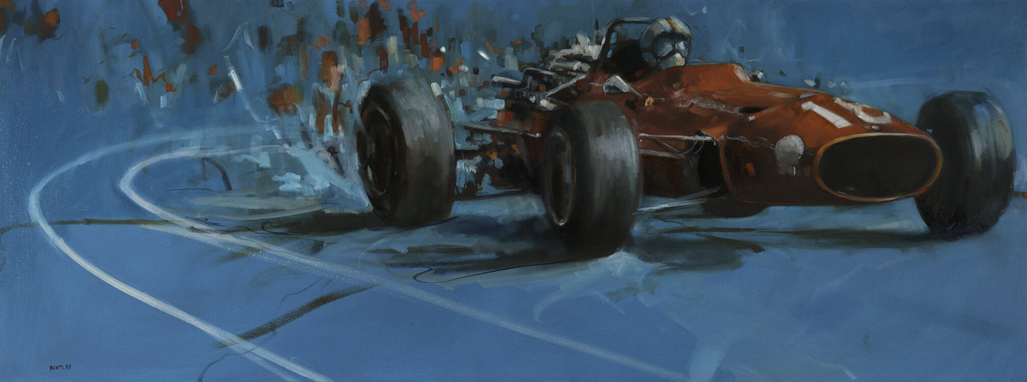 While the Iron is Hot, 24" x 64", Oil on Canvas, 2021