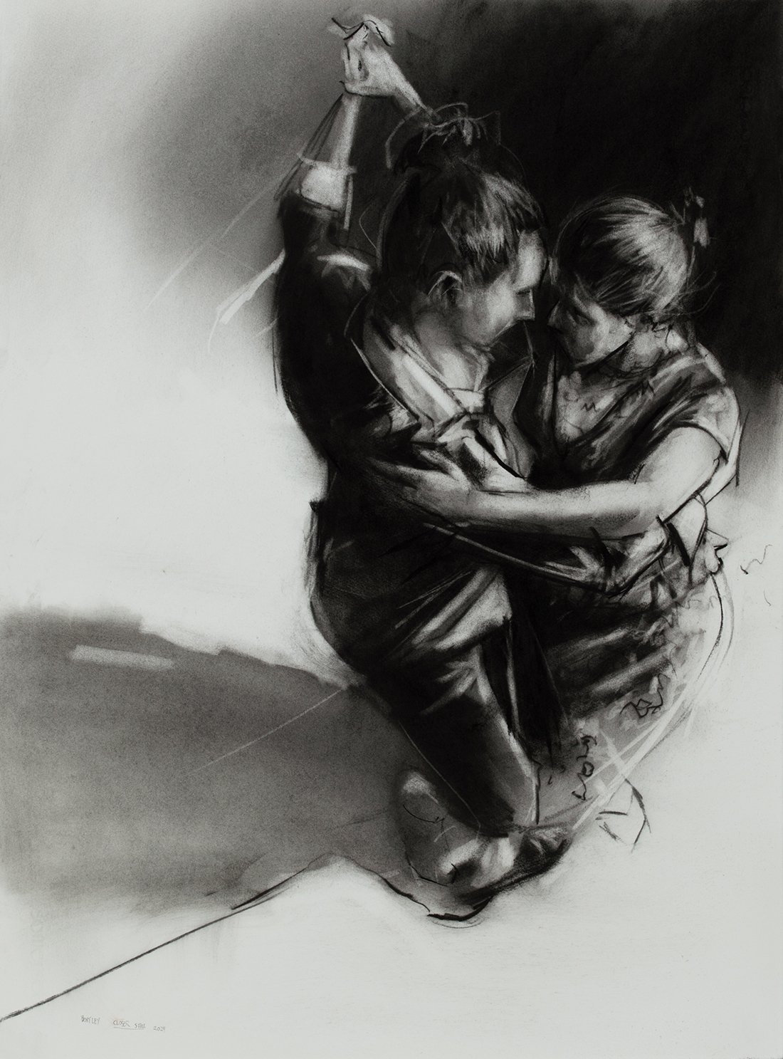 Closer Still, 30" x 22", charcoal on paper, 2024