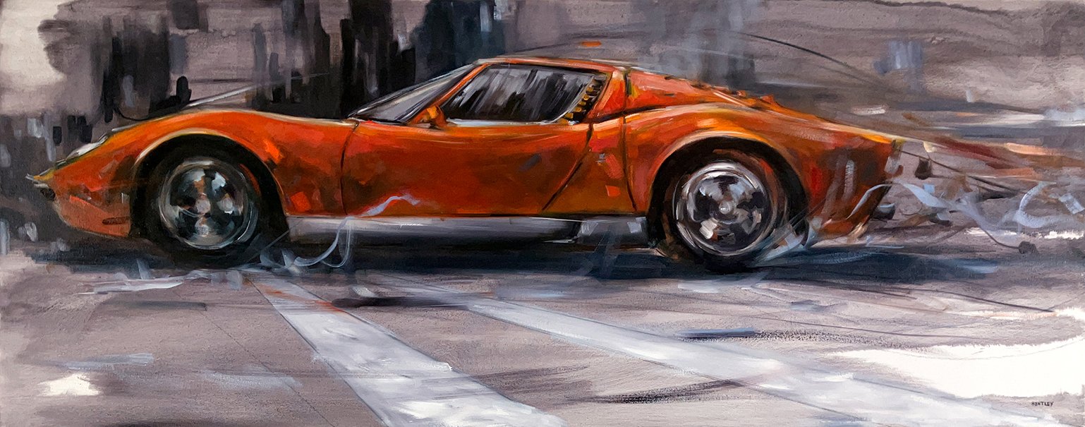 By The Horns, 24" x 60”, oil on canvas, 2023