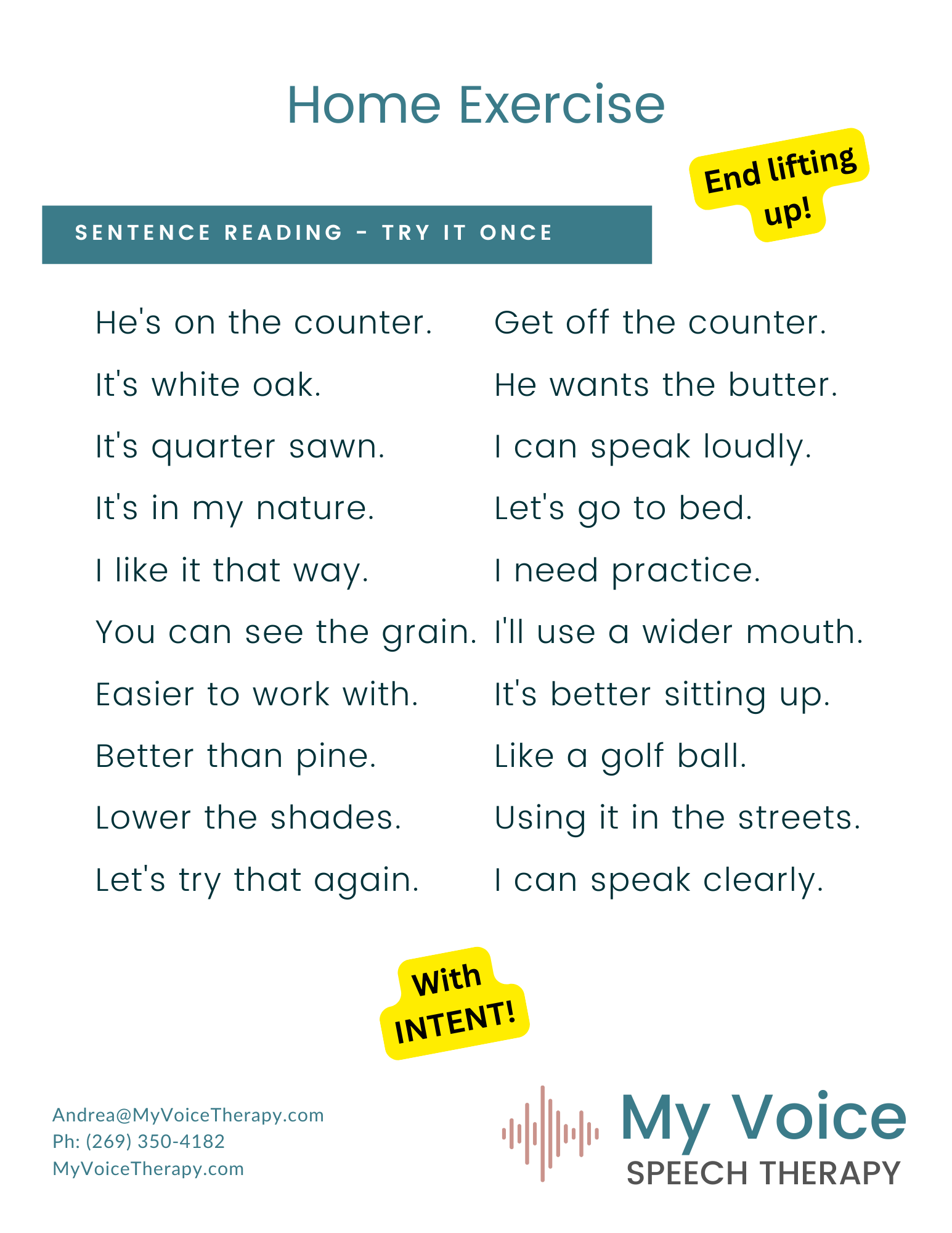 Homework Exercise Programs — My Voice Speech Therapy