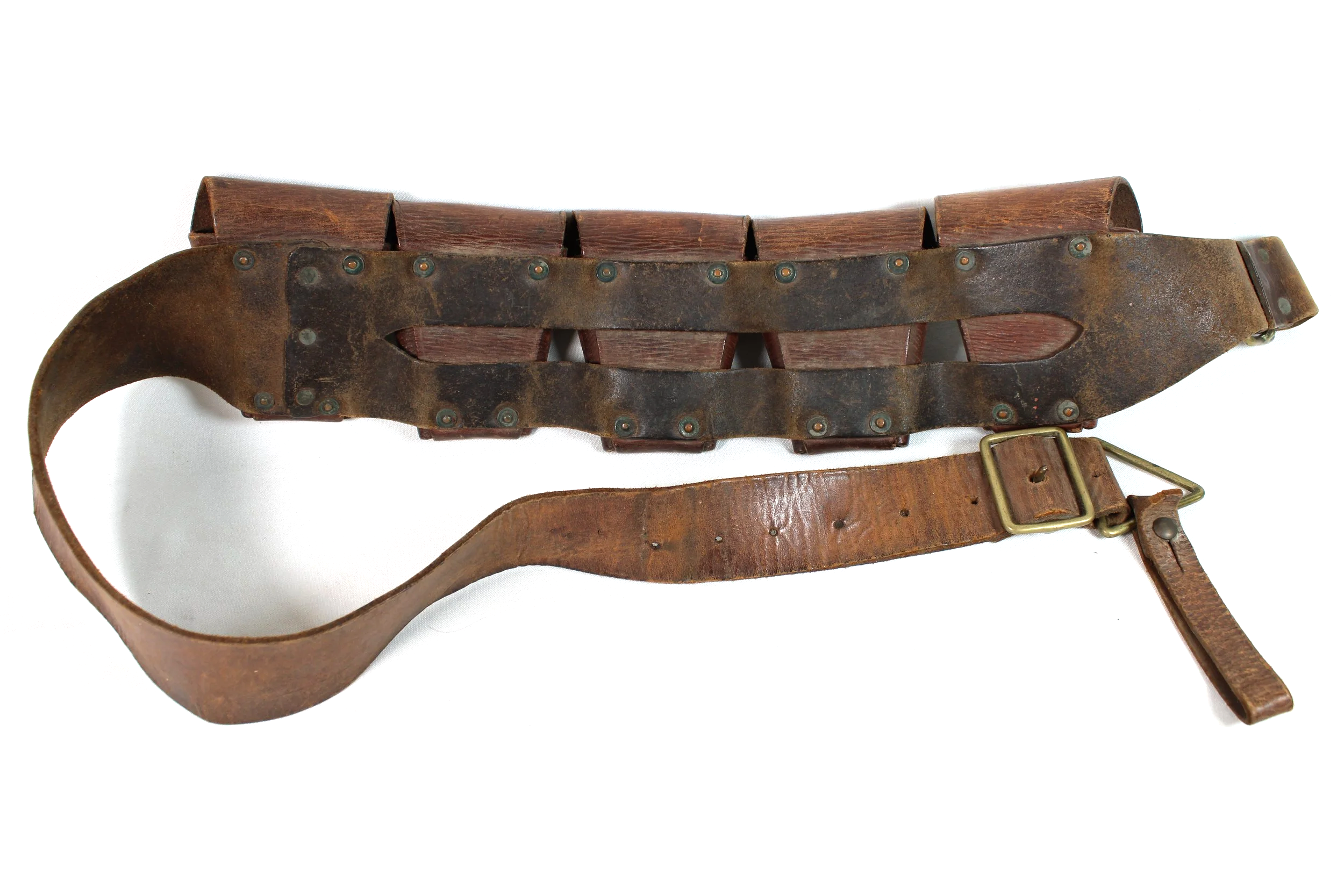 WW1 (Named) 1903 Pattern British Army 303 Lee Enfield Leather Ammunition Bandolier 1915 Dated