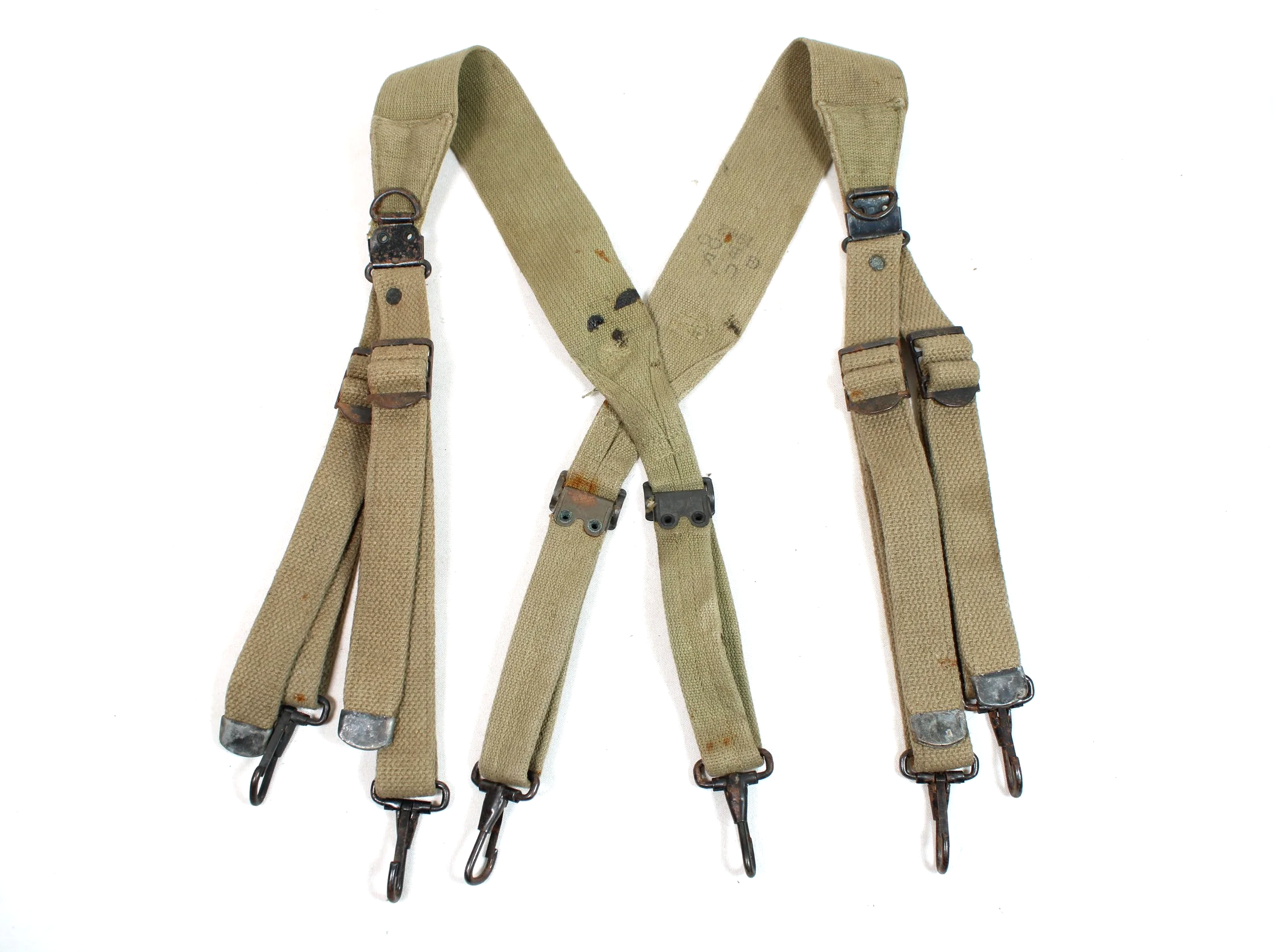 WW2 US Army M1936 Combat Field Load Khaki Suspenders 1942 Dated