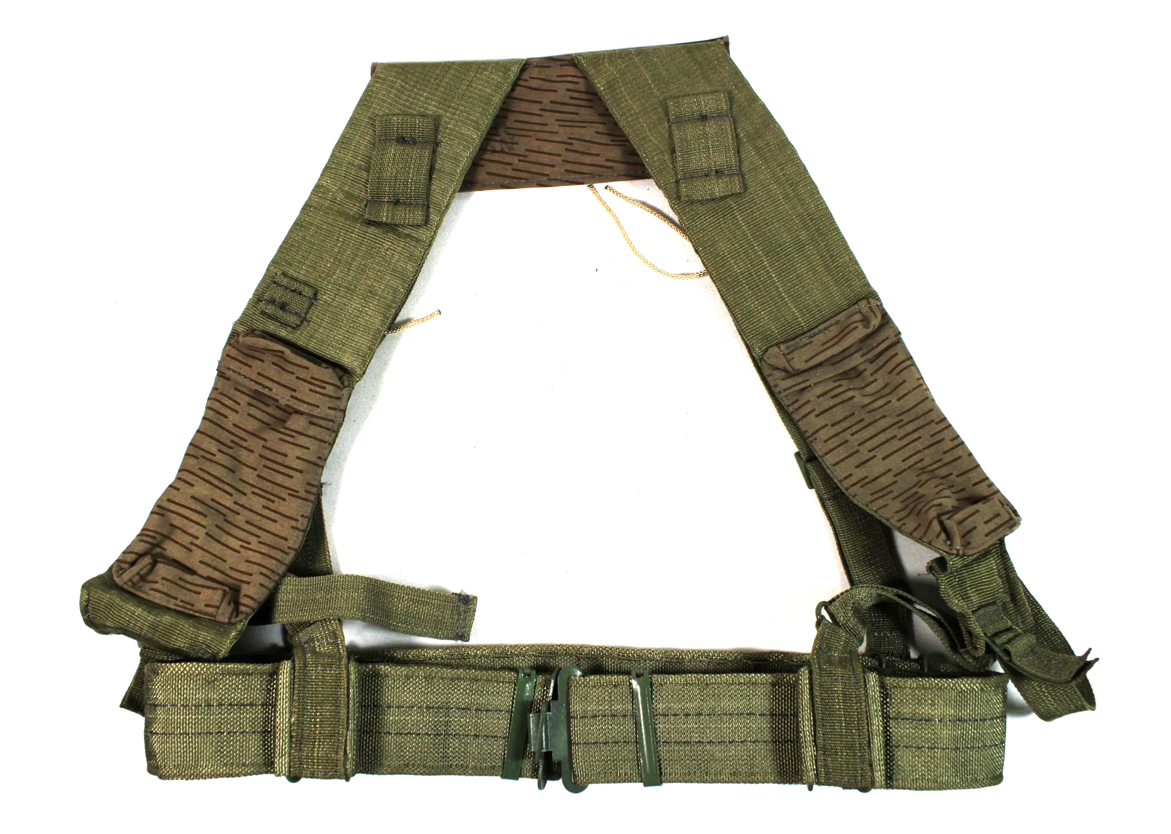East German DDR NVA UTV (Universelle Tragevorrichtung) Load Bearing Suspenders & Belt Rain Camo Strichtarn