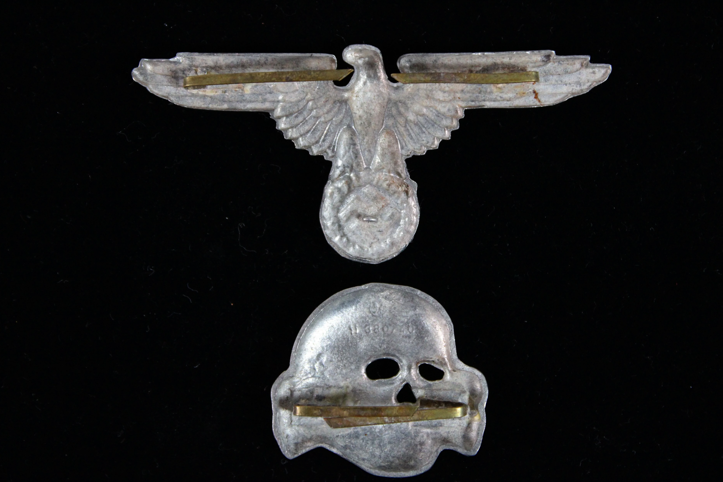 Reproduction WW2 German Waffen SS "Totenkopf" Visor Cap Skull & Eagle Set