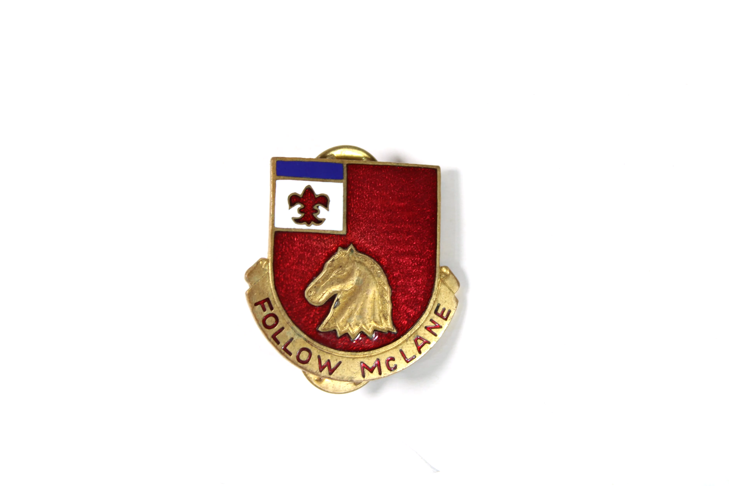 WWII US Distinctive Unit Insignia (DUI) Crest Pin 242nd Engineer Battalion "Follow McLane"