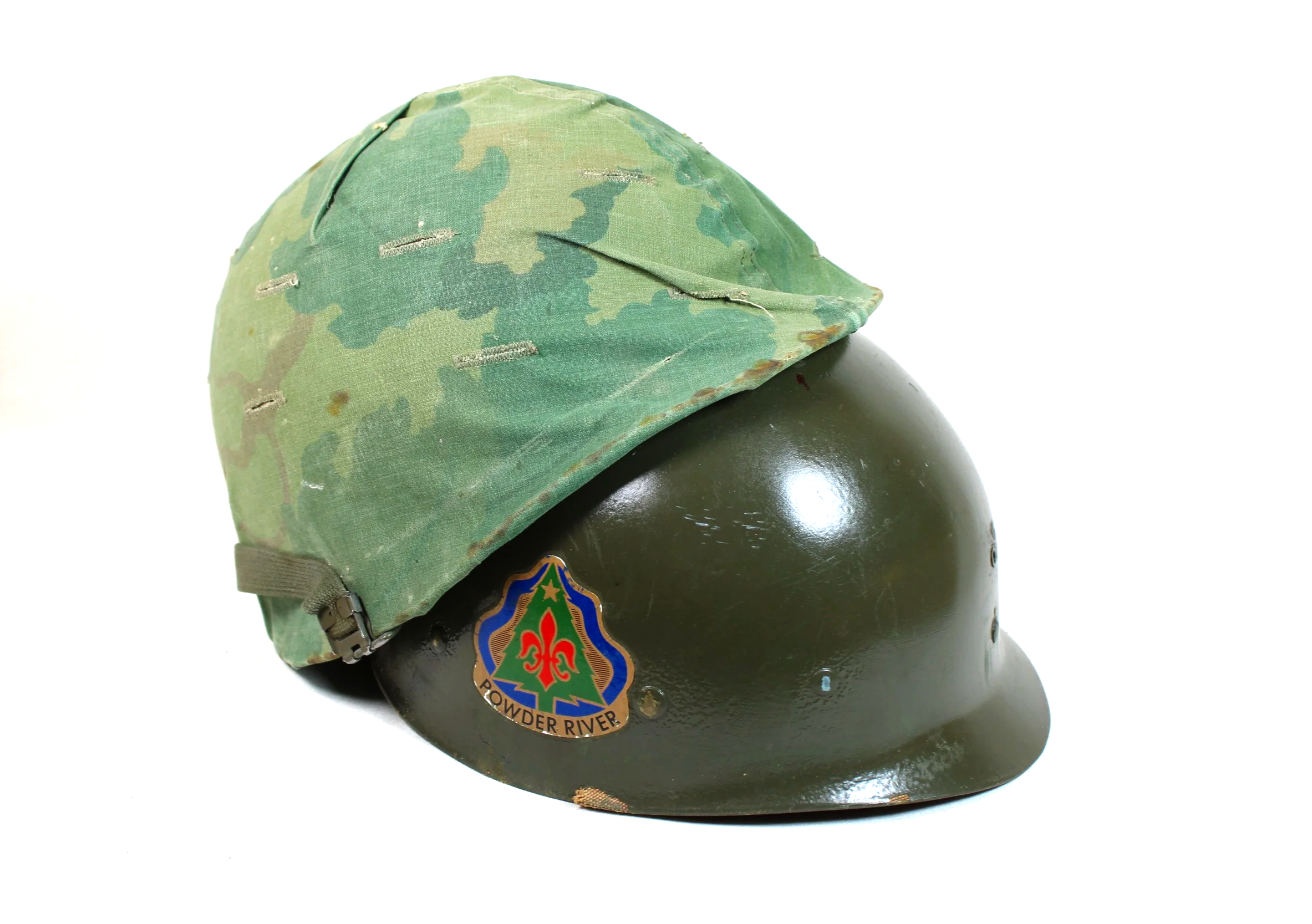 Early Vietnam War M1 Helmet set W/Deep early Mitchel Cover and Korean War Era Liner W/Decals