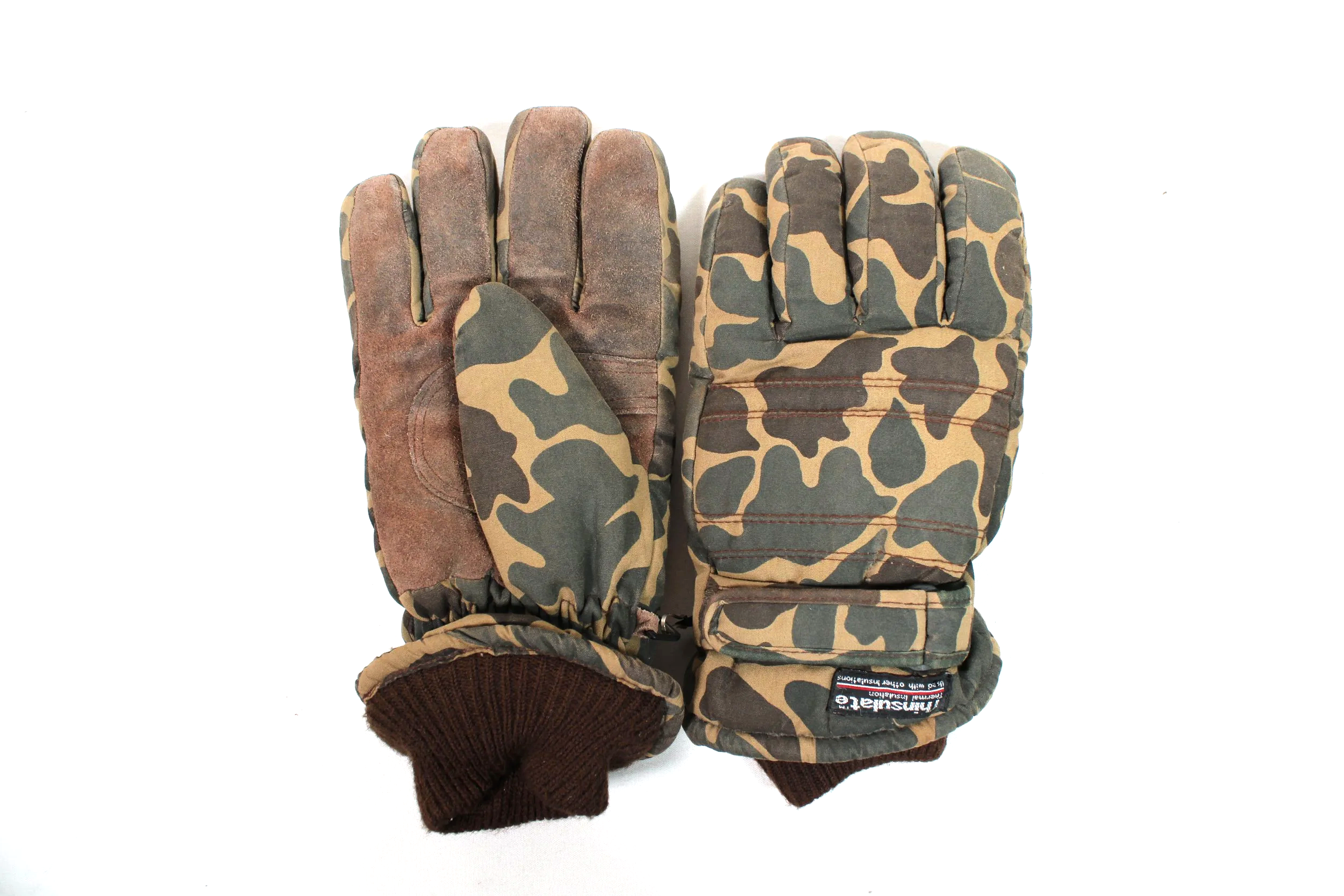 Vintage Thinsulate Waterproof Camouflage Winter Hunting Gloves Large