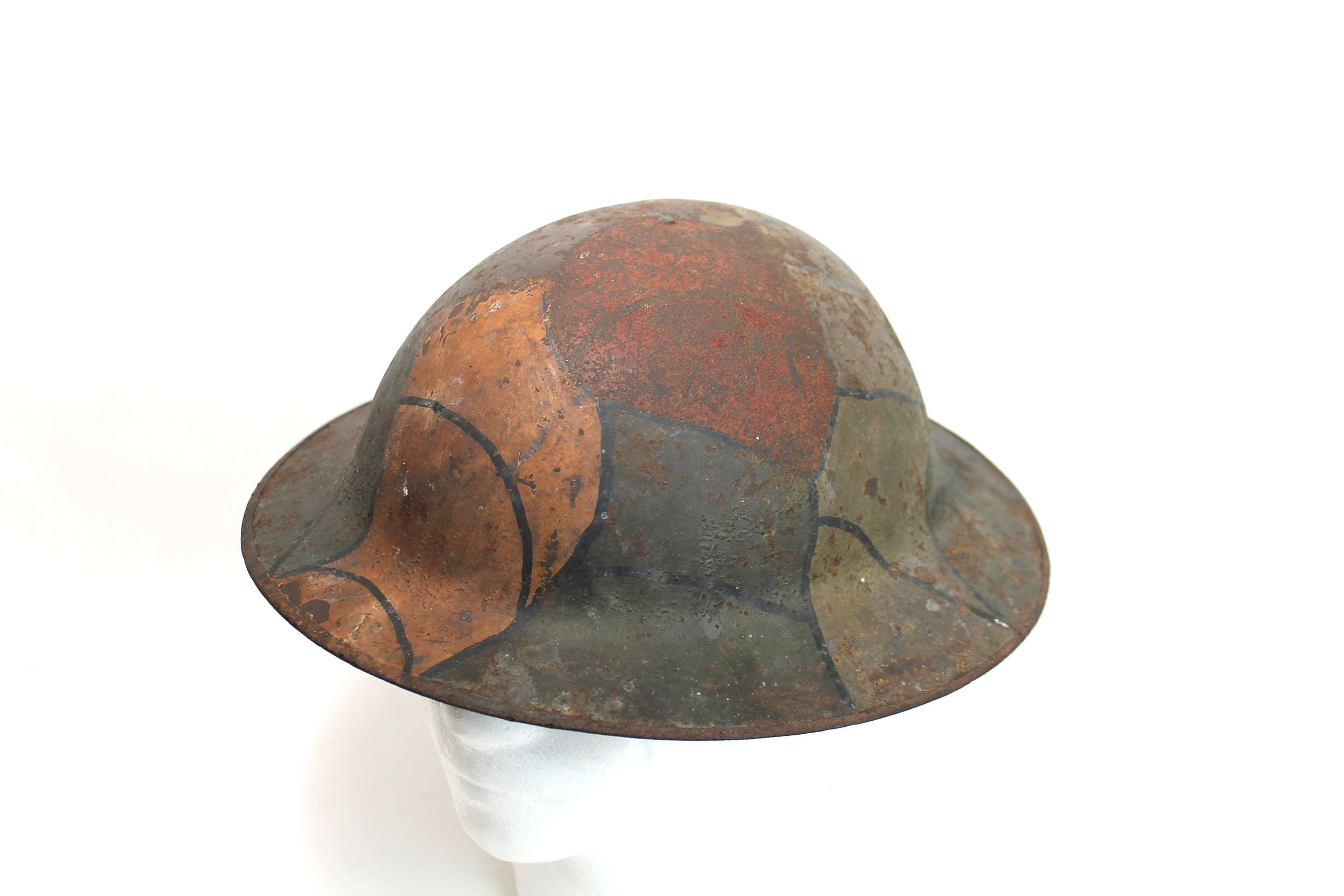 WW1 US Original Camouflage British Made Brodie Helmet