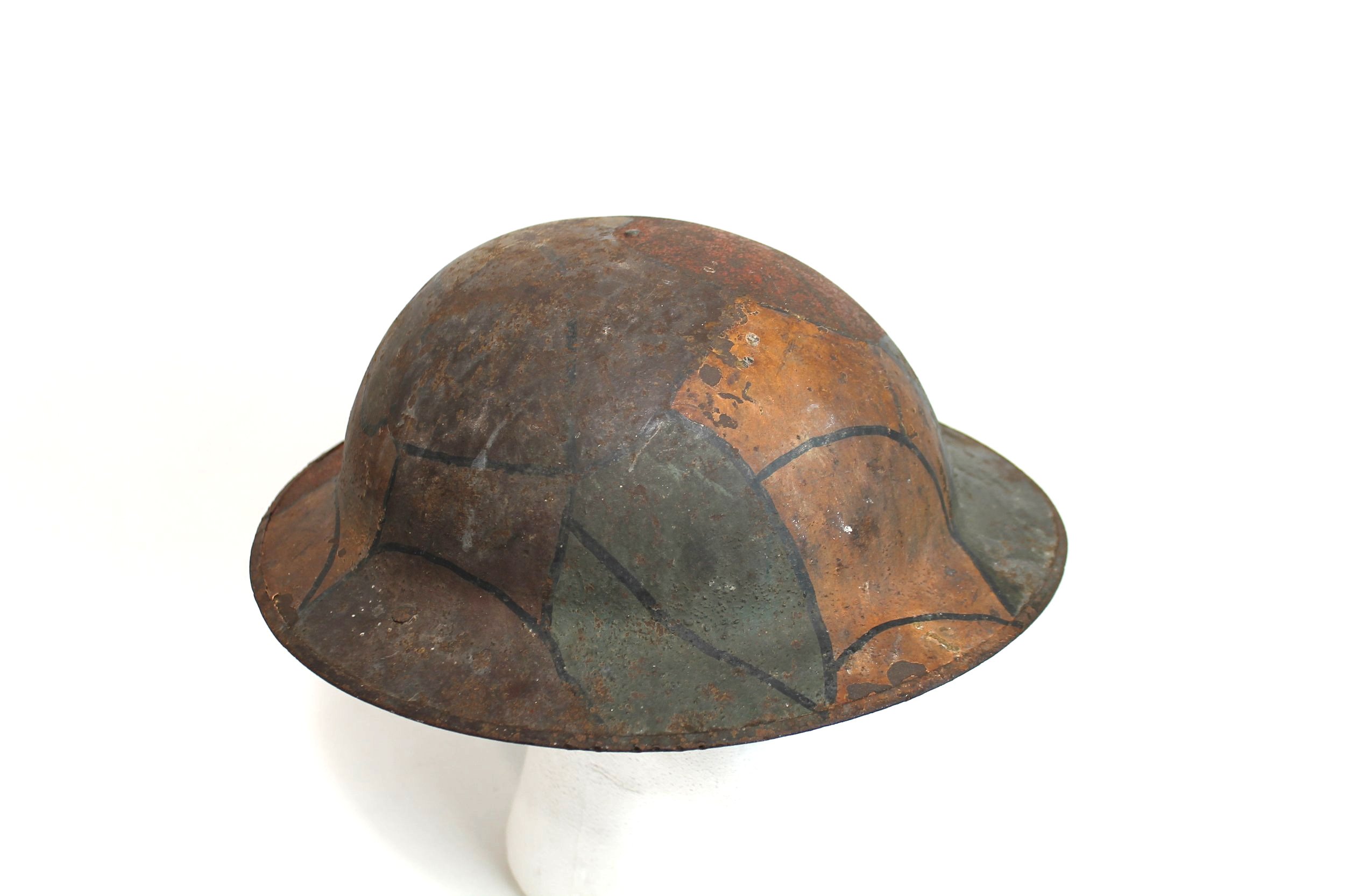 WW1 US Original Camouflage British Made Brodie Helmet