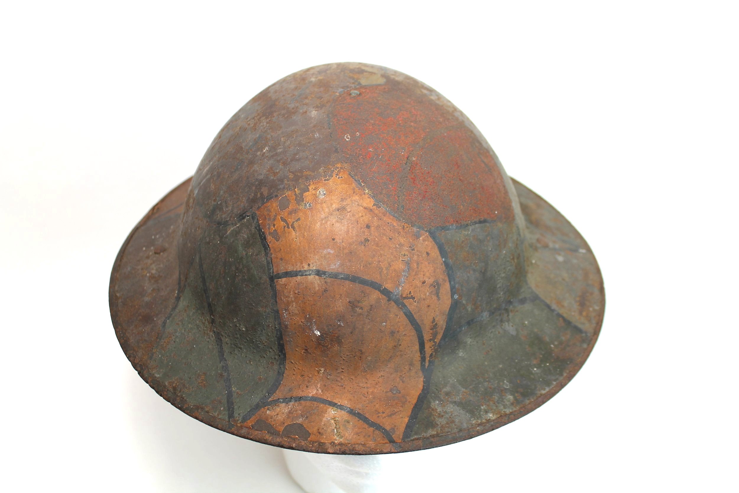 WW1 US Original Camouflage British Made Brodie Helmet