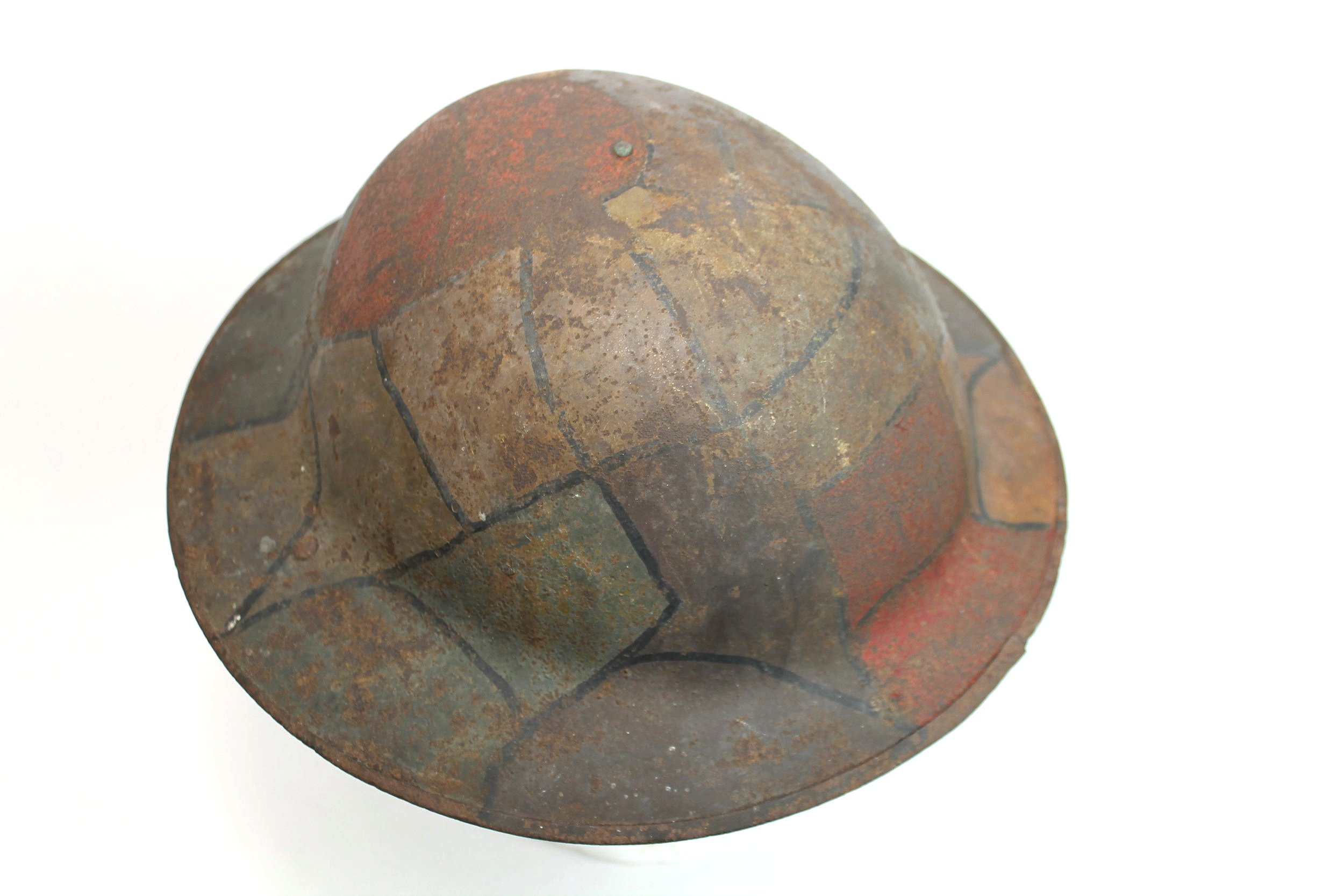 WW1 US Original Camouflage British Made Brodie Helmet