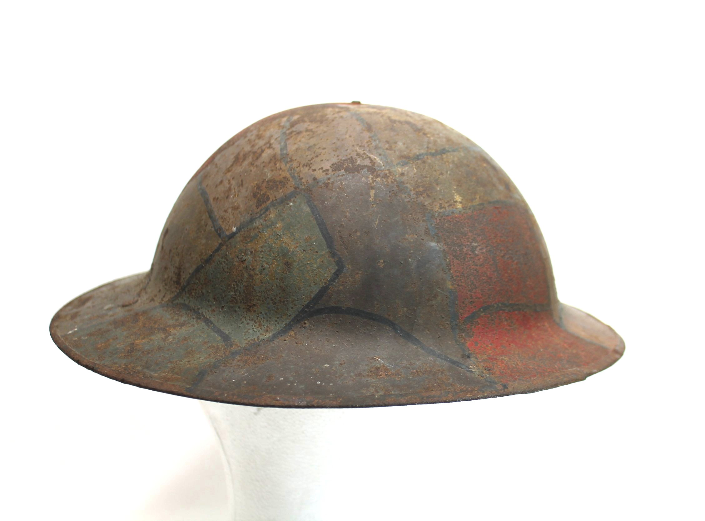 WW1 US Original Camouflage British Made Brodie Helmet
