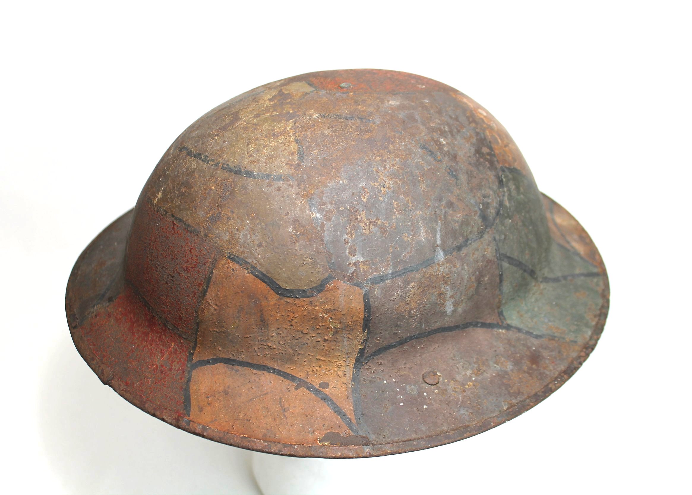 WW1 US Original Camouflage British Made Brodie Helmet
