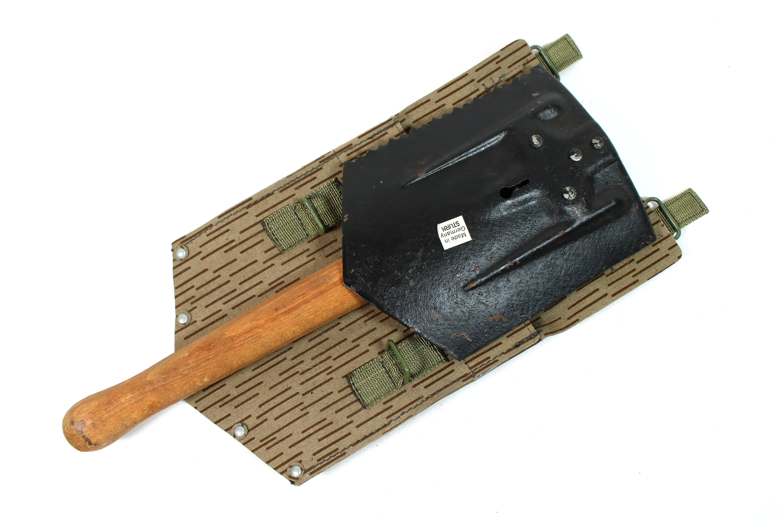 East German NVA Folding Entrenching Tool Shovel w/ Camouflage Cover, GDR