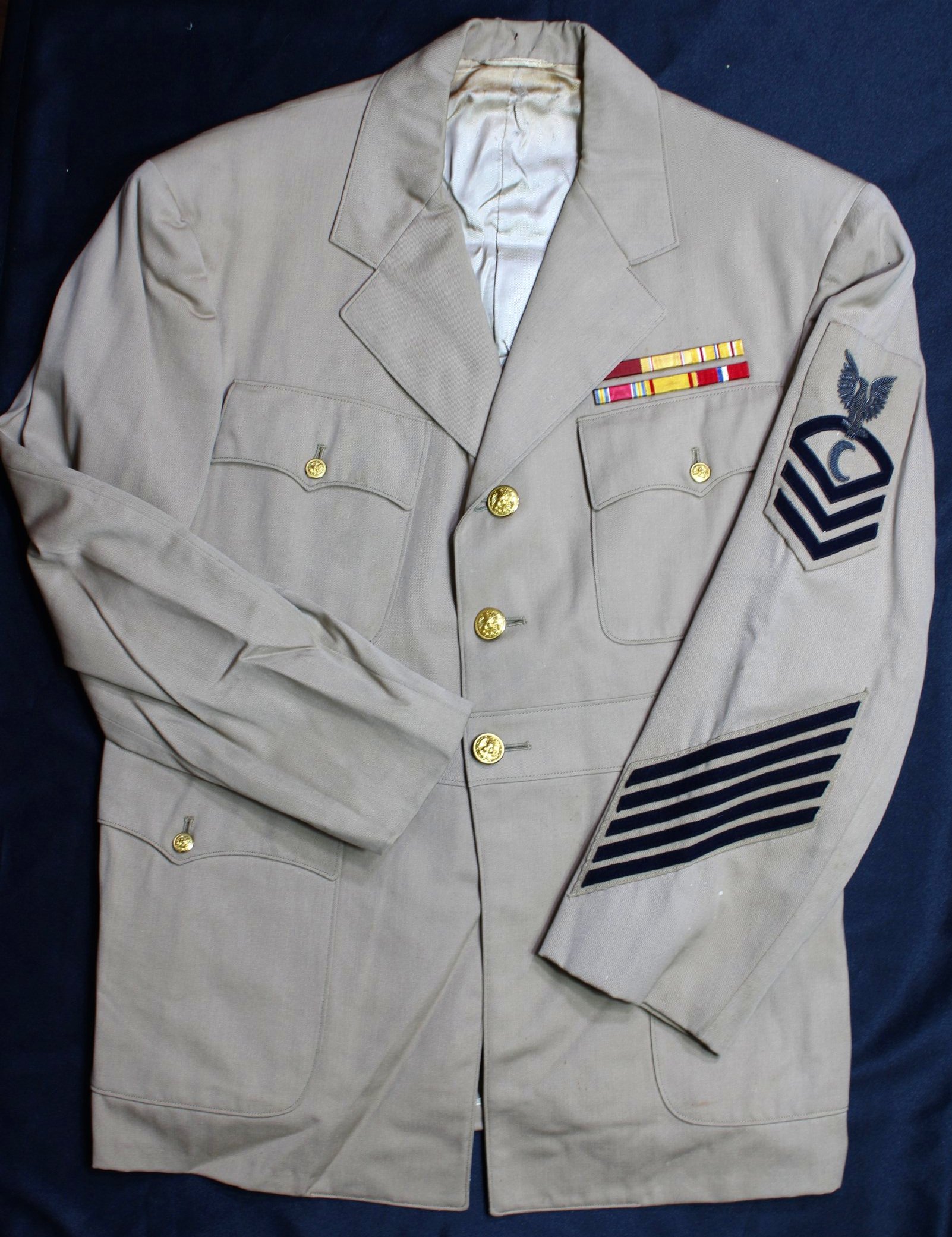 WW2 USN Jacket Cook / Steward Chief Bullion Patch and WW2 Ribbons