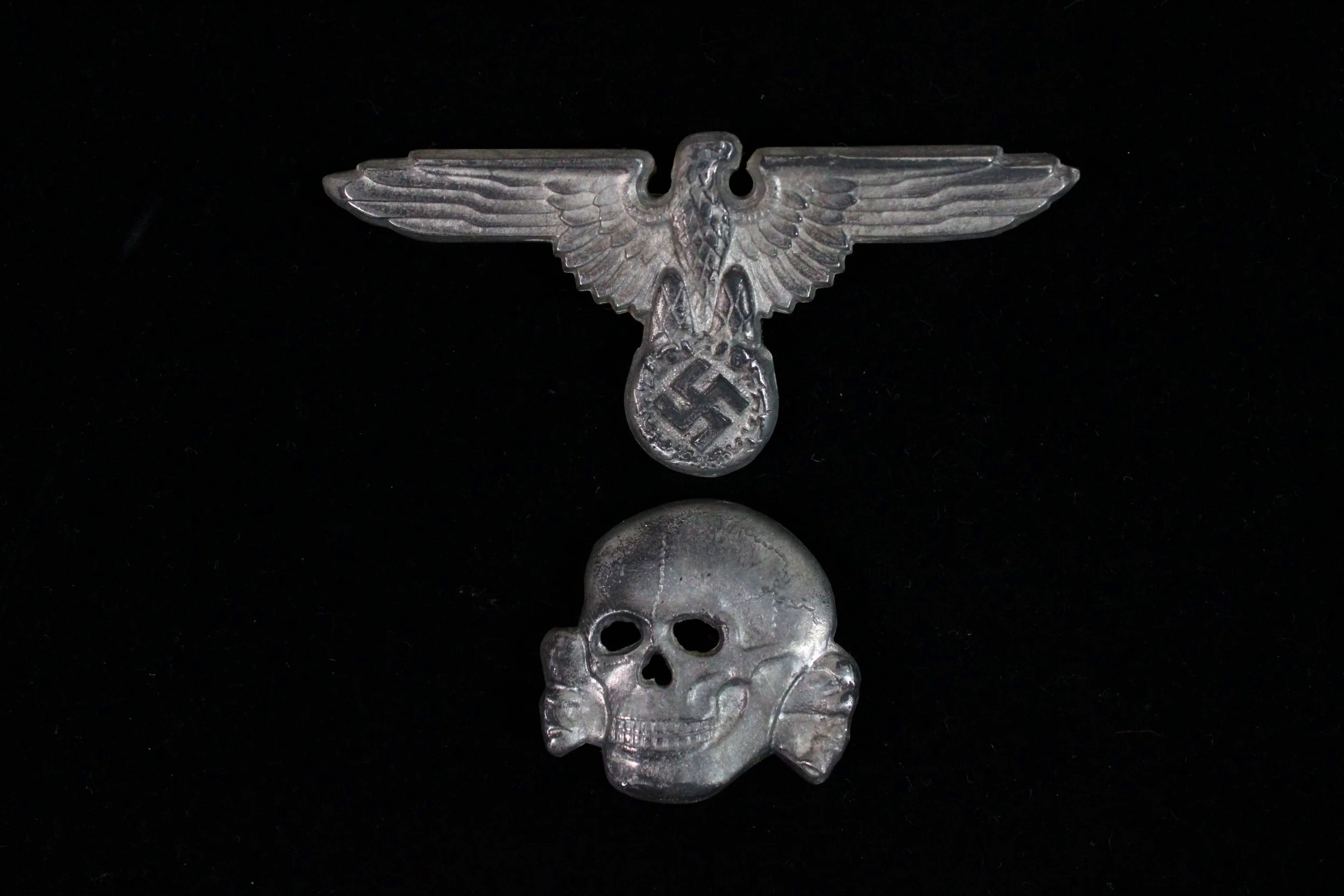 Reproduction WW2 German Waffen SS "Totenkopf" Visor Cap RZM 373/43 Skull & Eagle Matching Set