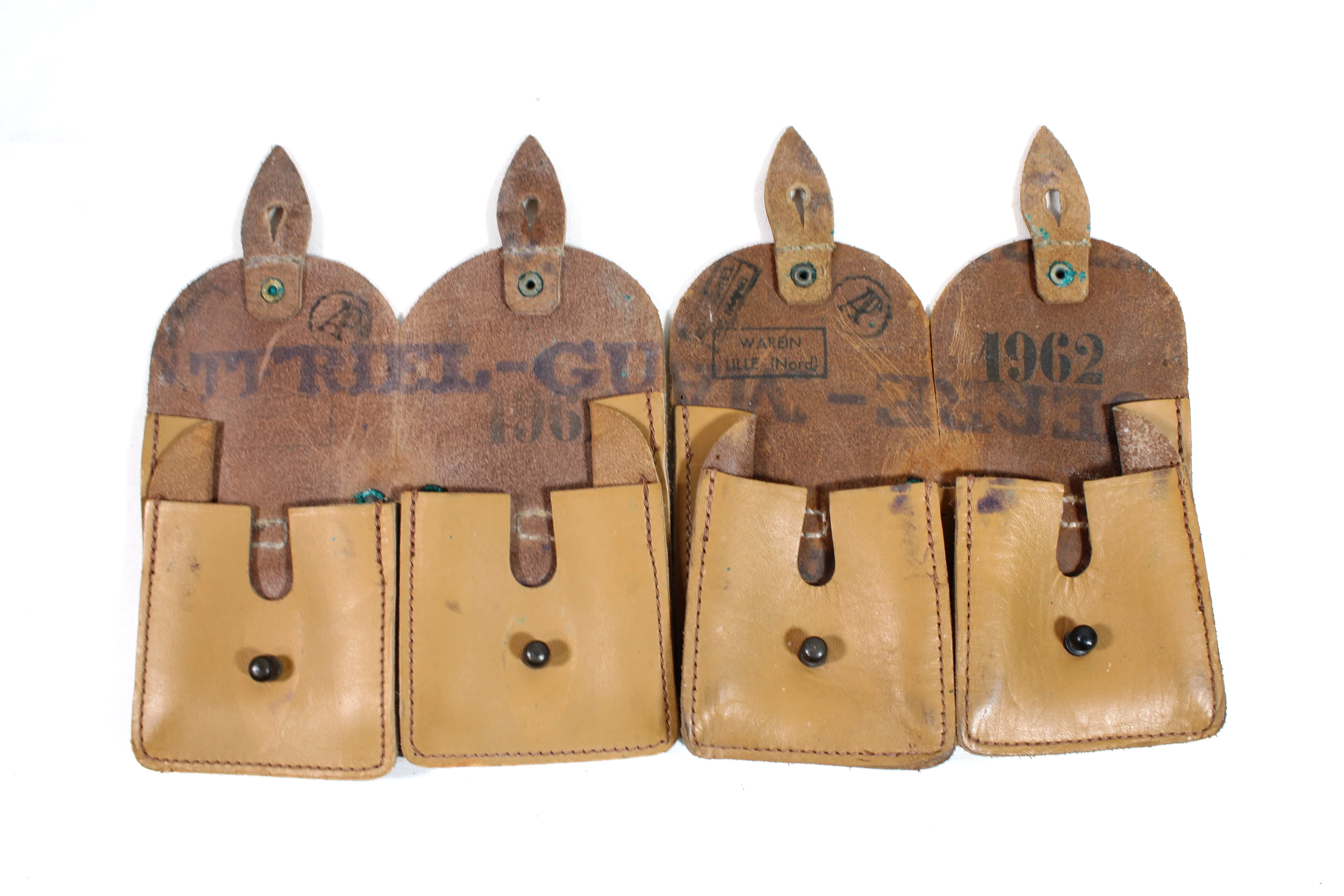 French Military Mas 49/56 Rifle Leather Ammo Magazine Pouches 1962
