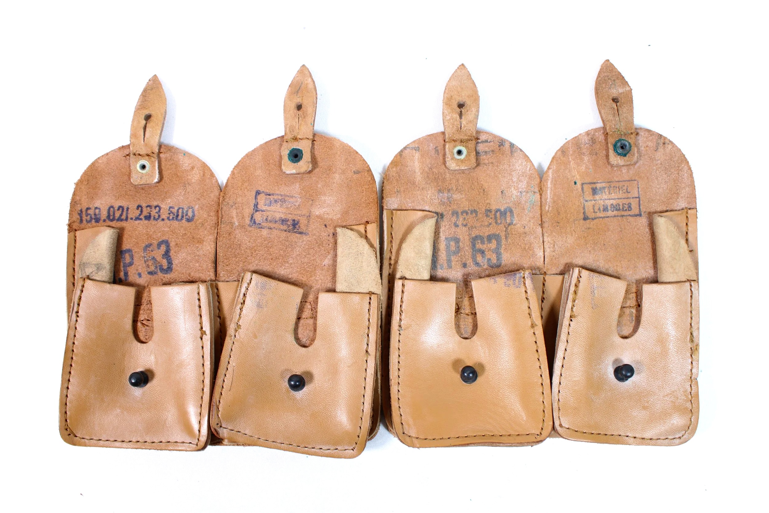 French Military Mas 49/56 Rifle Leather Ammo Magazine Pouches 1963