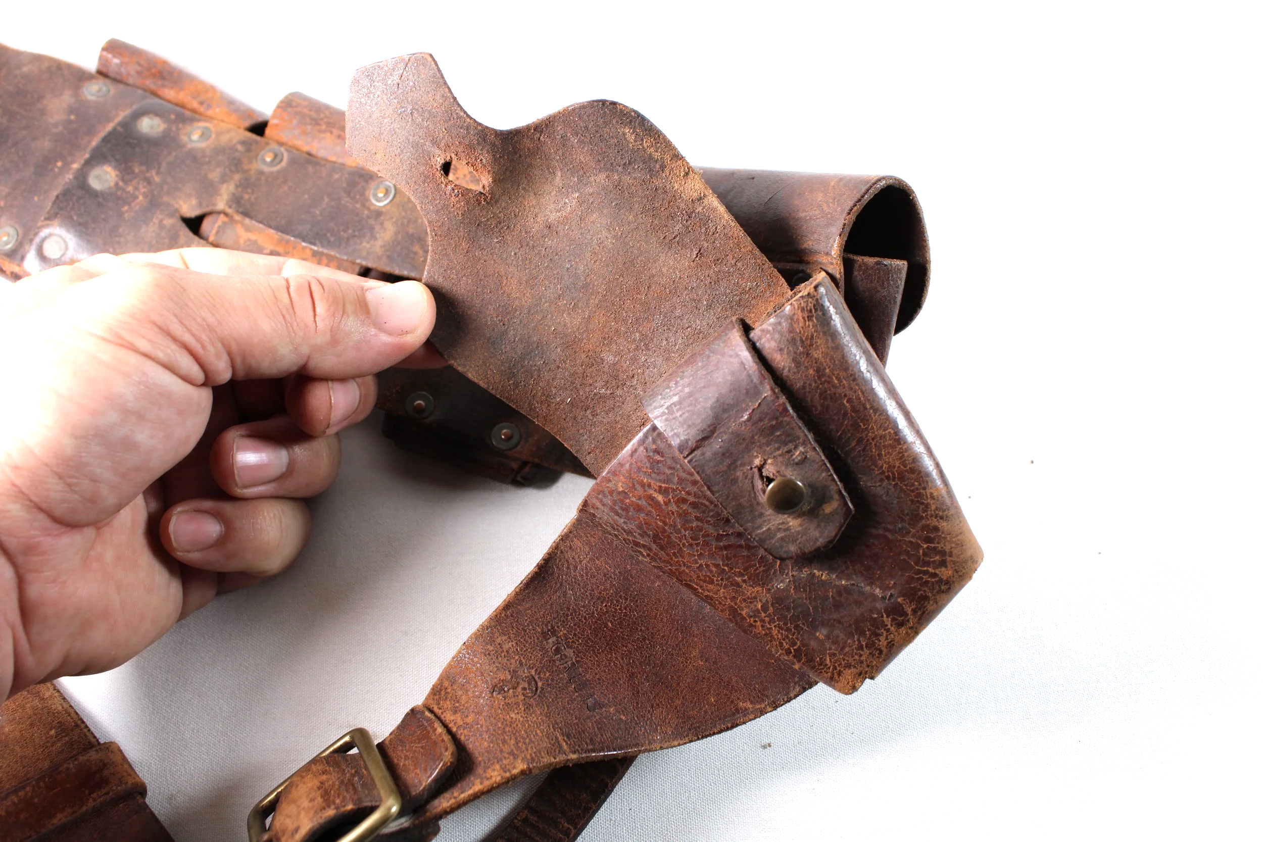 WW1 1903 PATTERN BRITISH ARMY 303 Lee Enfield LEATHER AMMUNITION BANDOLIER 1915 Dated