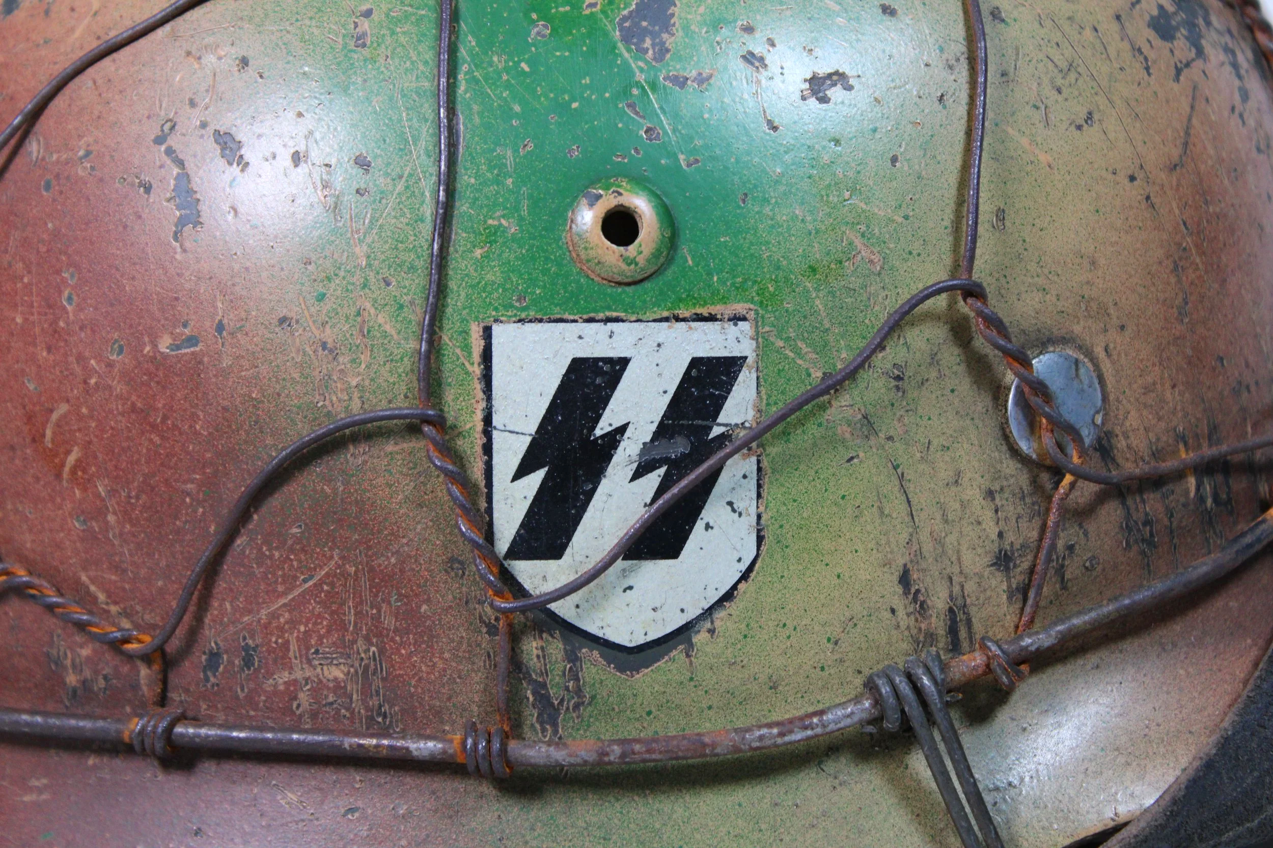 Waffen SS Normandy Camouflage Chicken Wire M35 Reproduction German Helmet
