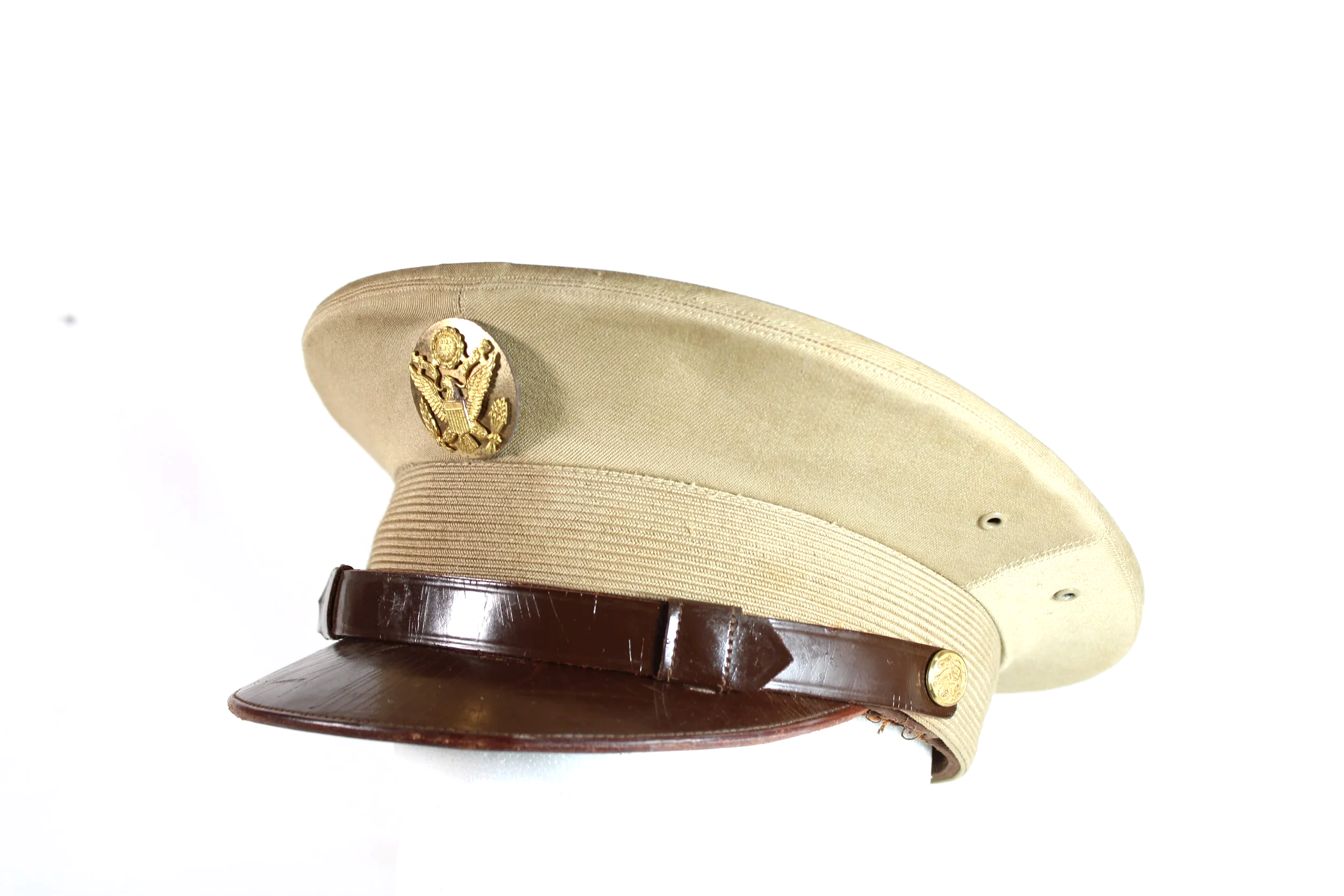 WWII US Enlisted Khaki Visor Cap Large