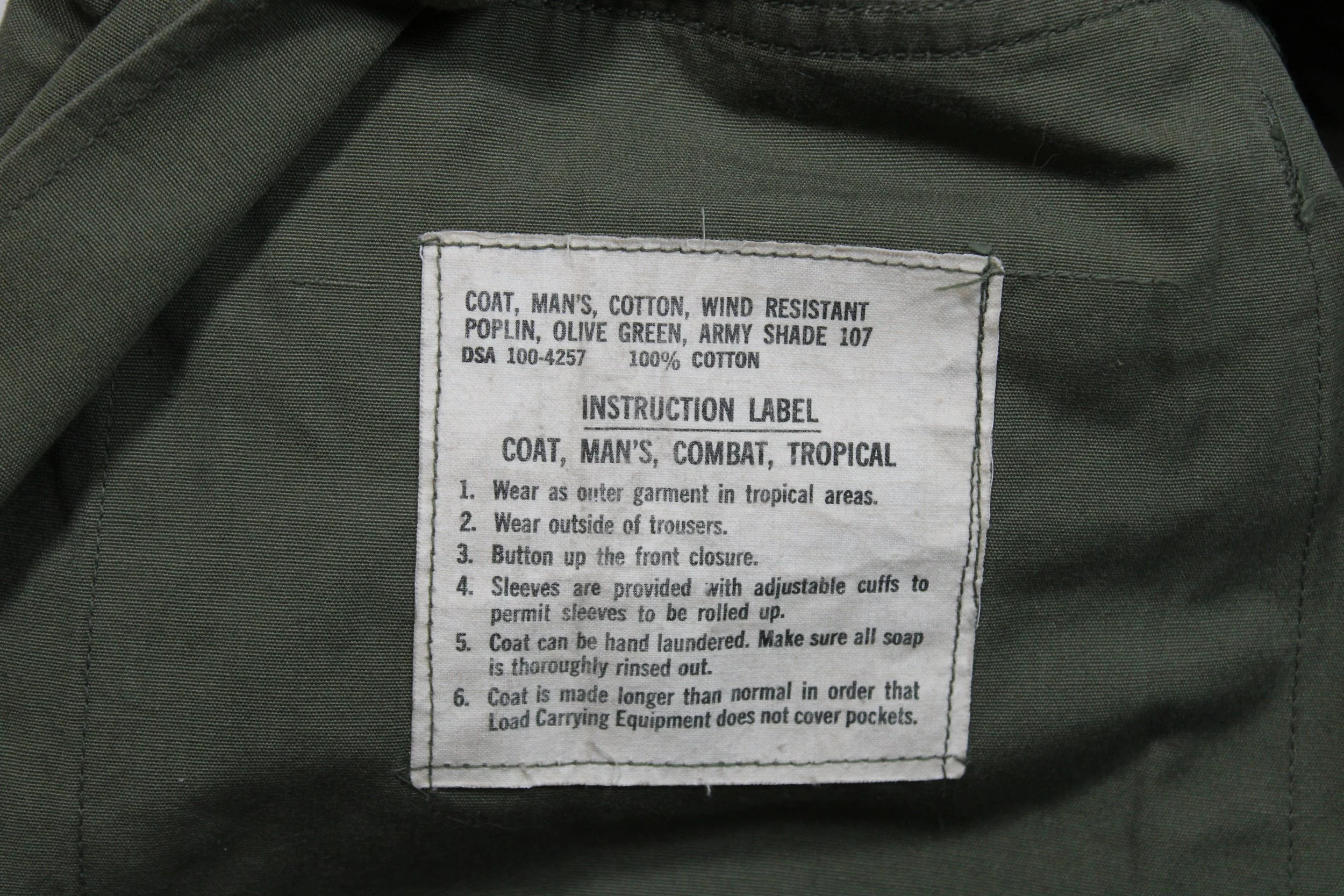 RipStop Jungle Fatigue Jacket Vietnam War Medium Long 1968