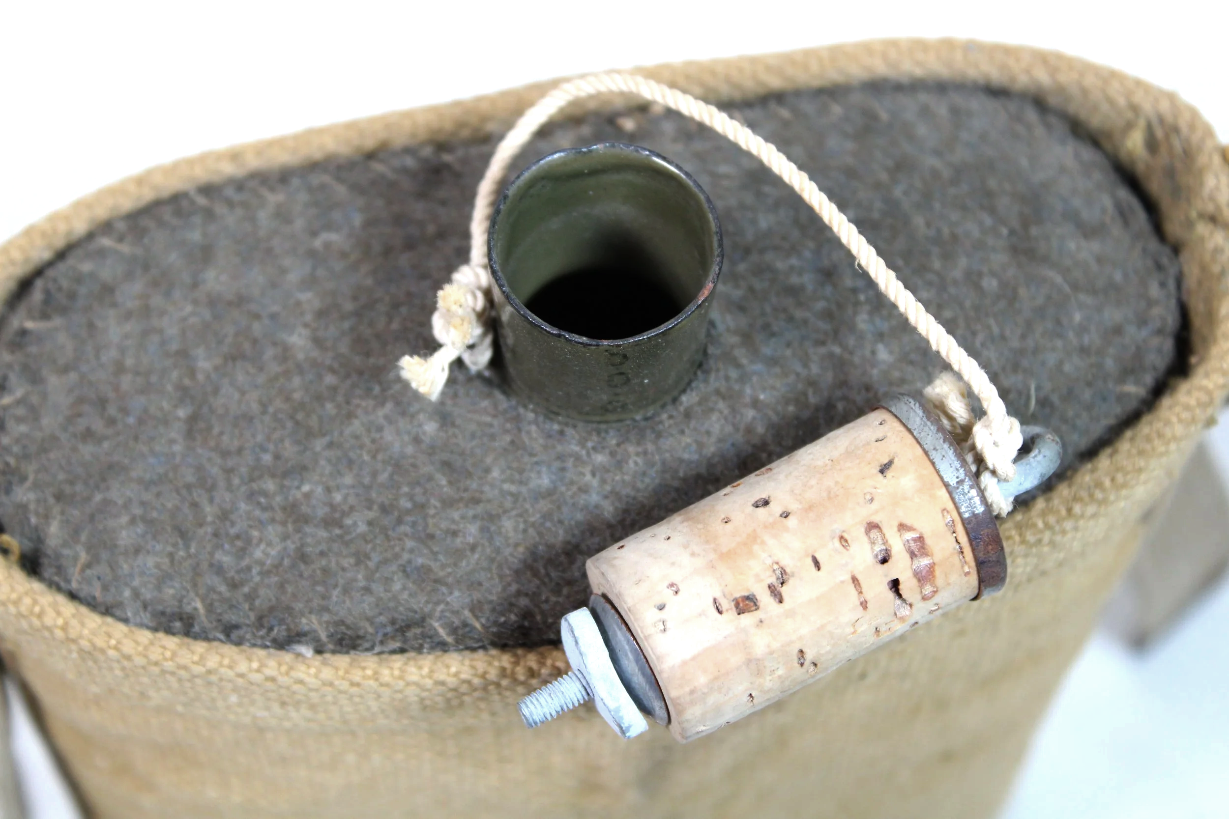 WW2 British Army P37 Canteen & Canvas Carrier & Carrying Strap, 1943