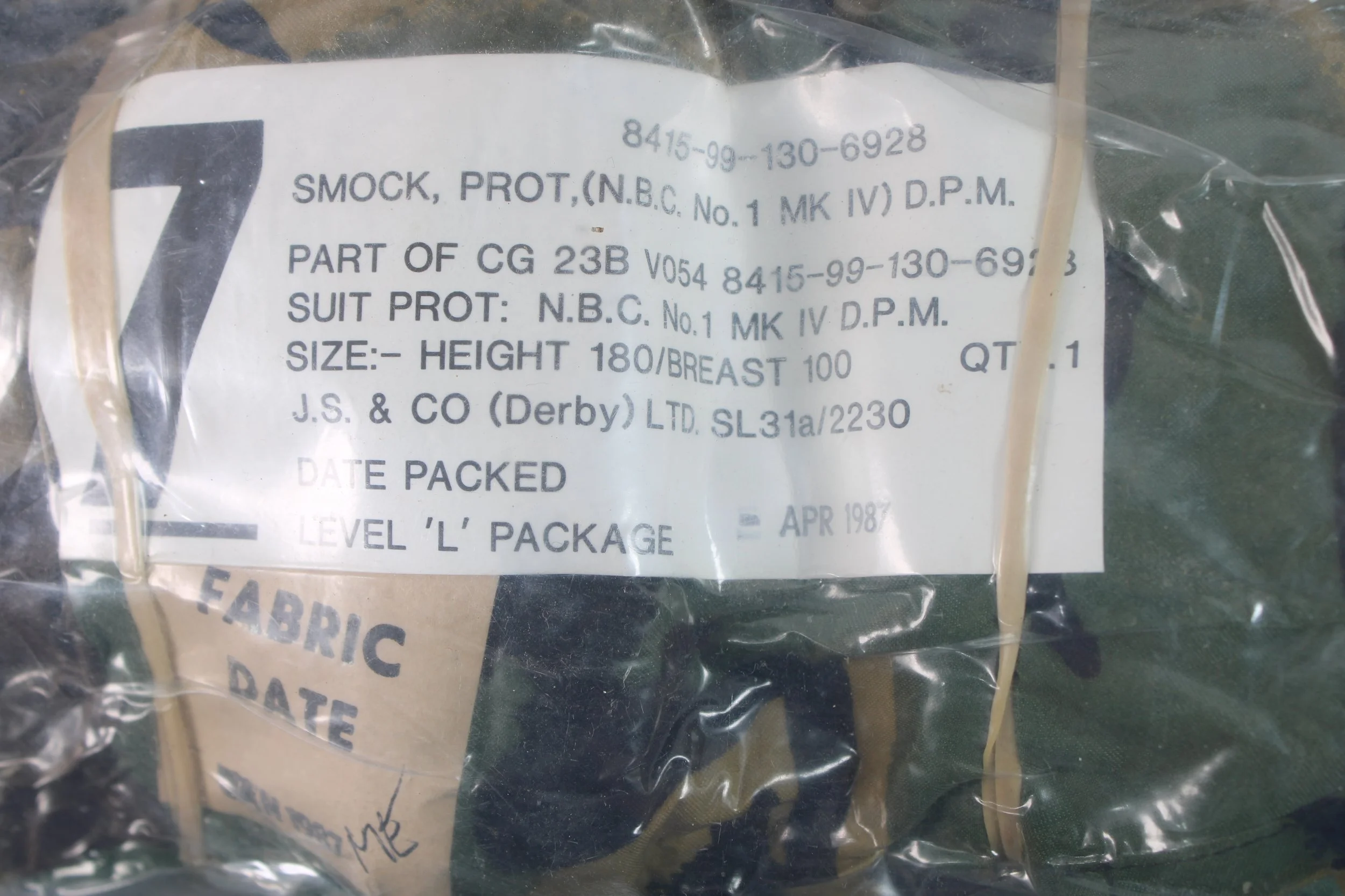 (Mint) Sealed 1987 British DPM MKIV Protective N.B.C. Smock