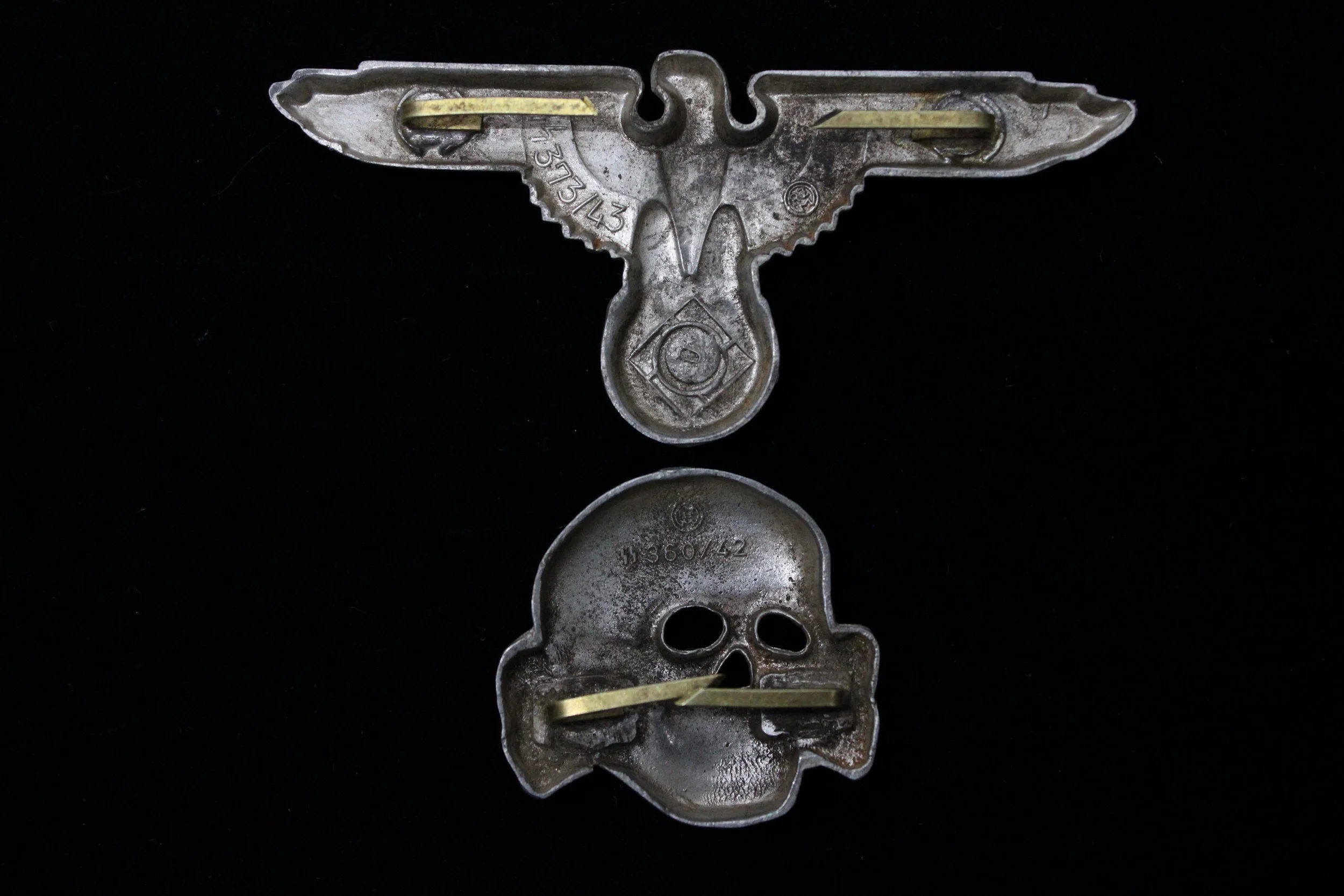 Reproduction WW2 German Waffen SS "Totenkopf" Visor Cap Skull & Eagle Set (RZM 360/42, 373/43)
