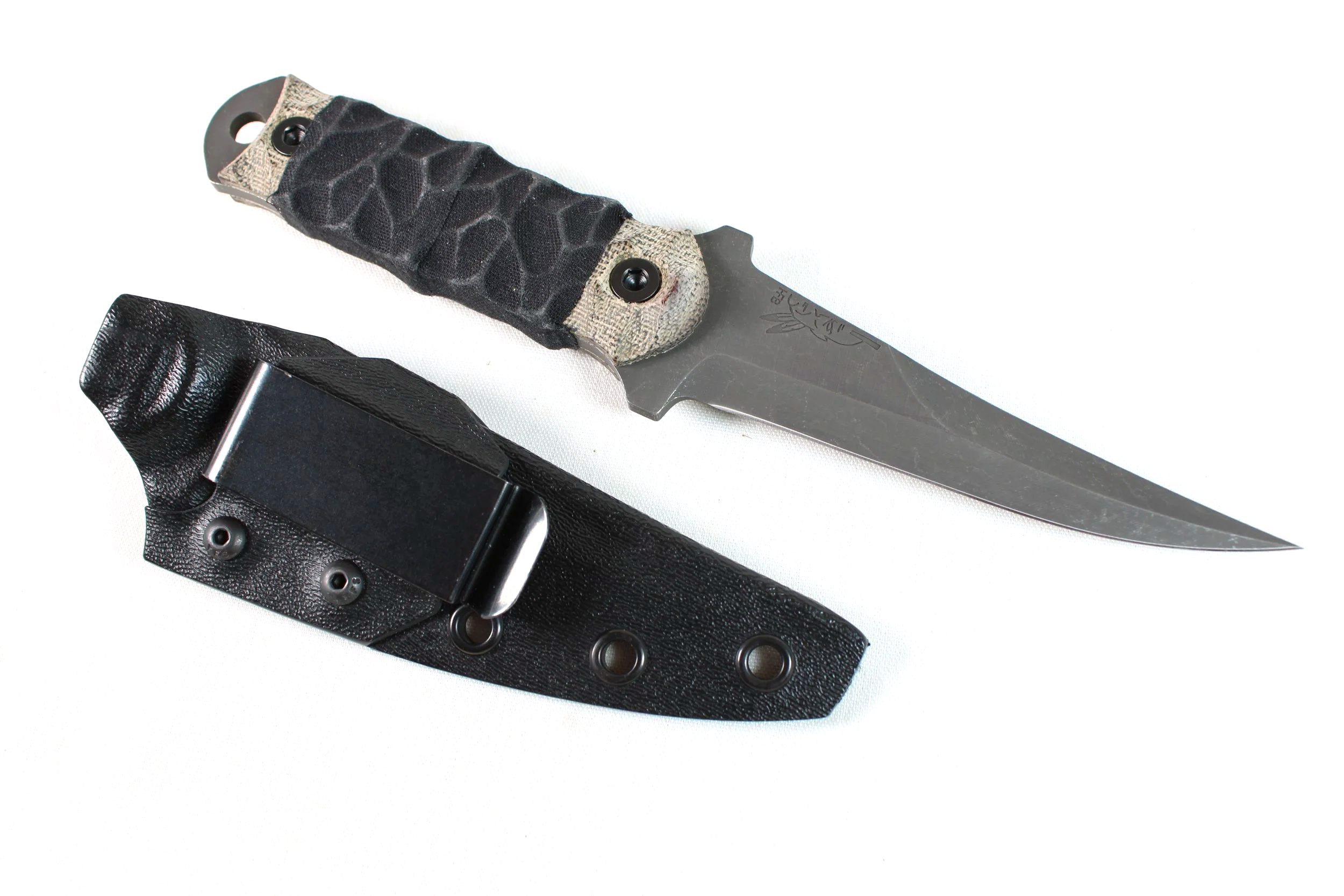 Half Face Blades Combat Filet - 4in Black Micarta S45VN