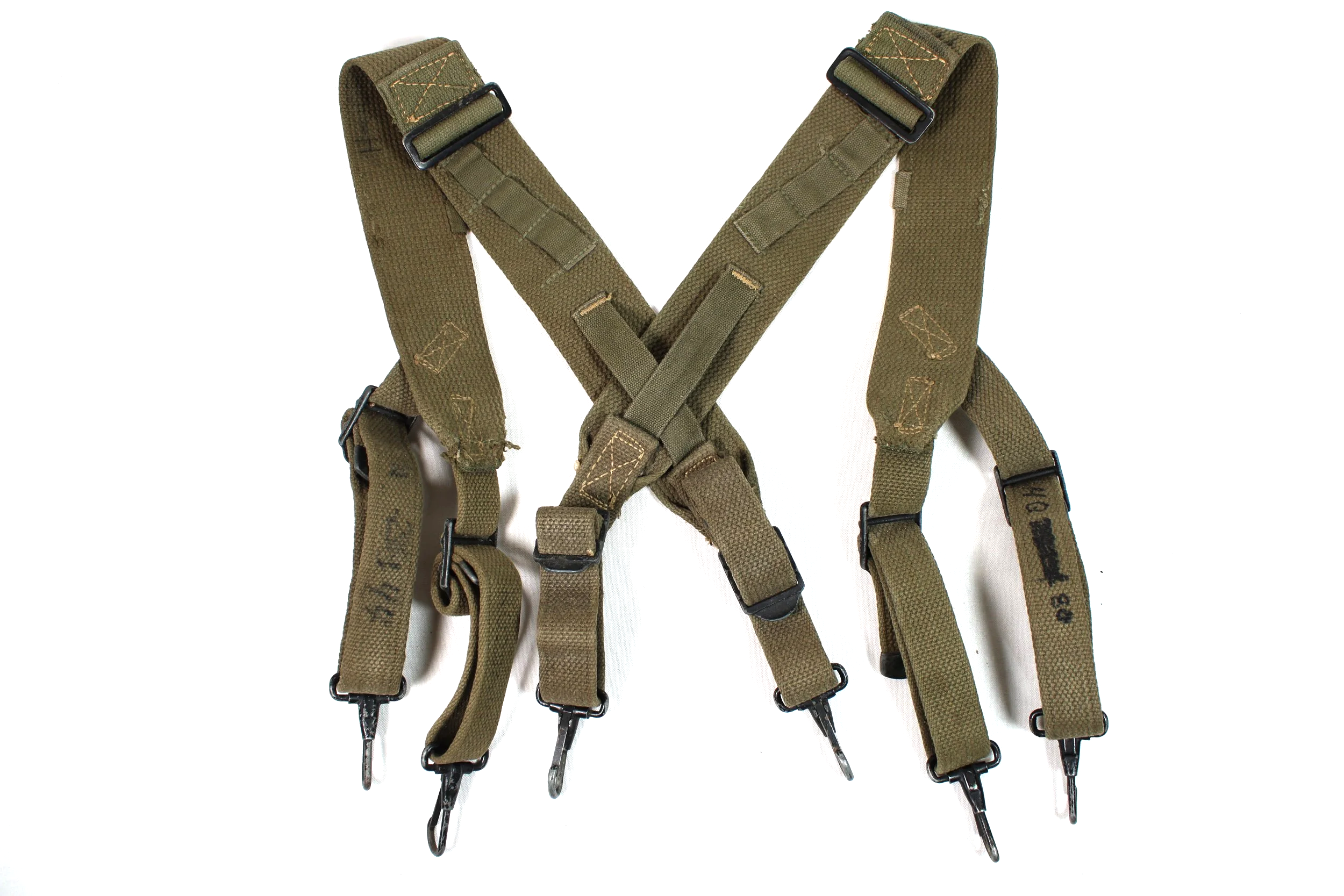 Original WW2 US M1944 Field Pack Cargo Suspenders (BM CO 1945)