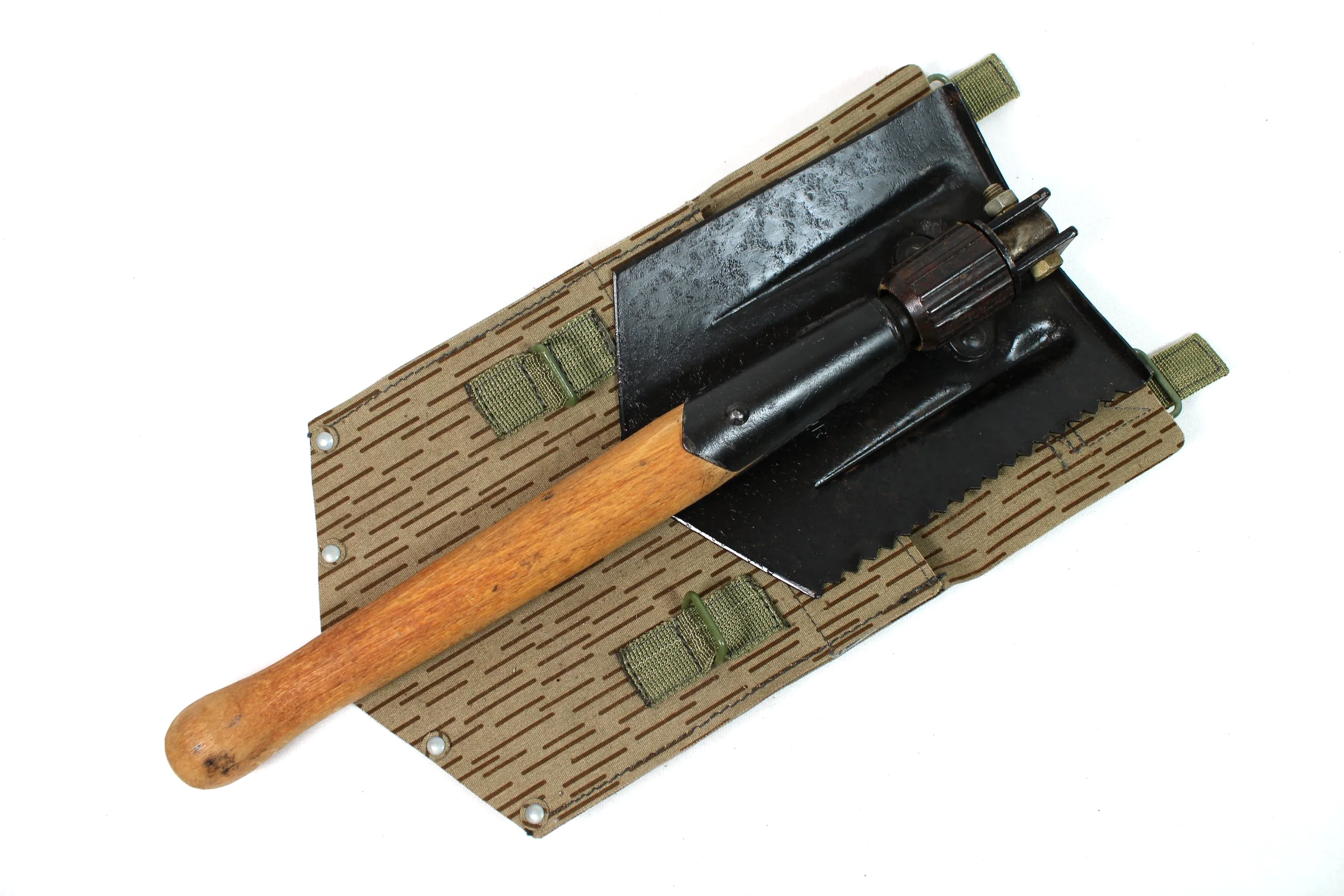 East German NVA Folding Entrenching Tool Shovel w/ Camouflage Cover, GDR