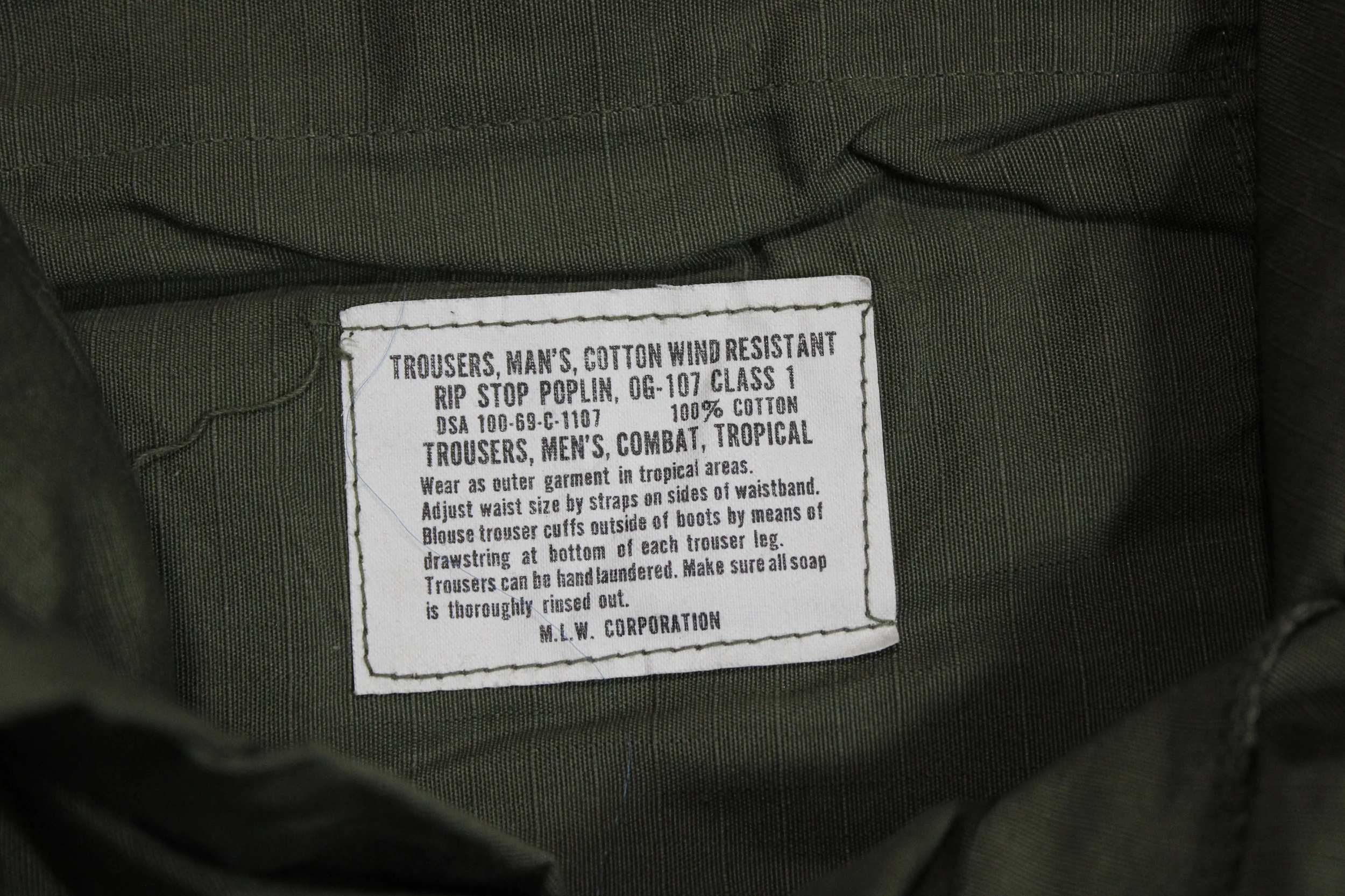 Vietnam War 1969 Medium Regular Combat Jungle Fatigue Trouser Pants