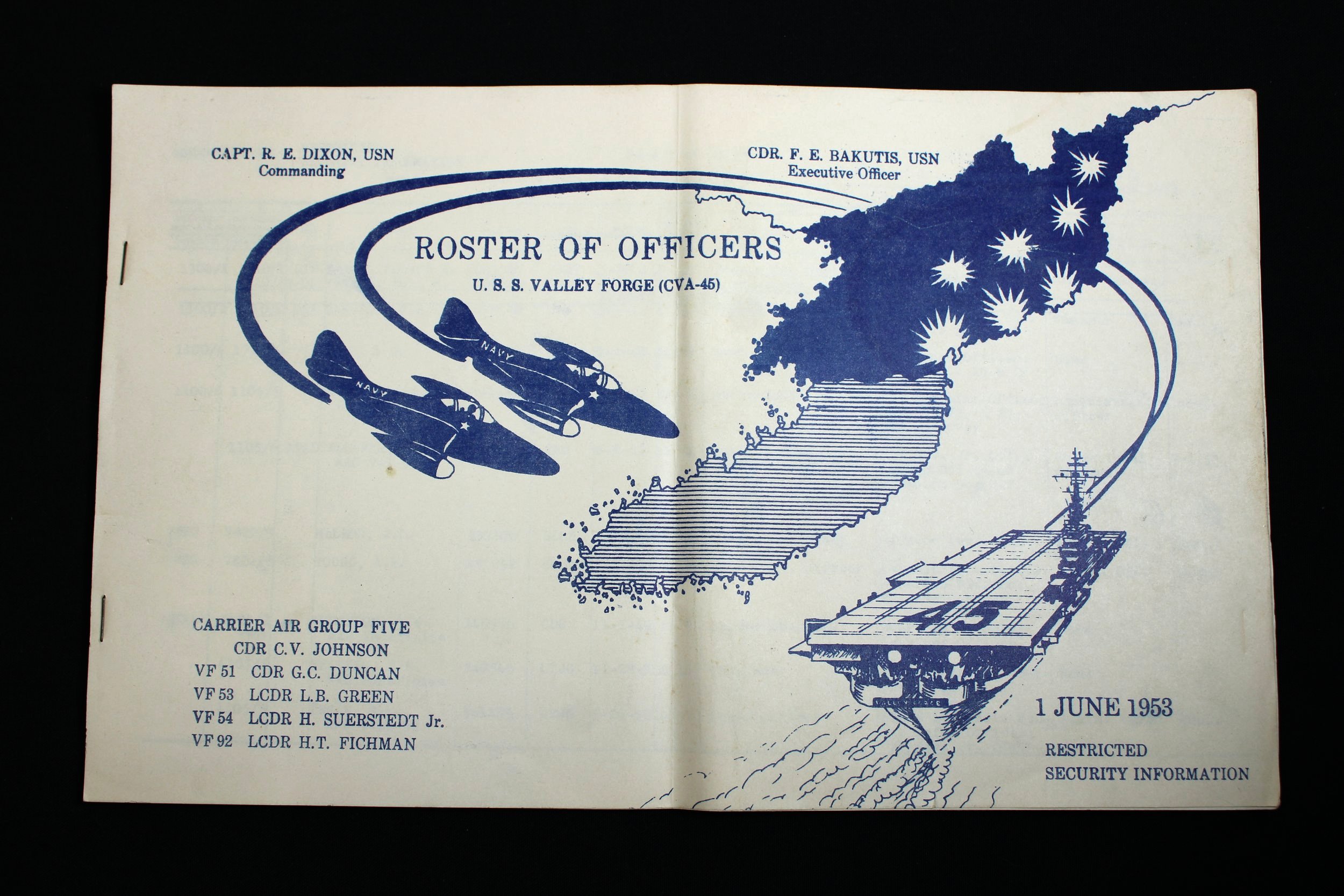 Korean War ROSTER OF OFFICERS USS VALLEY FORGE (CVA-45) June 1953