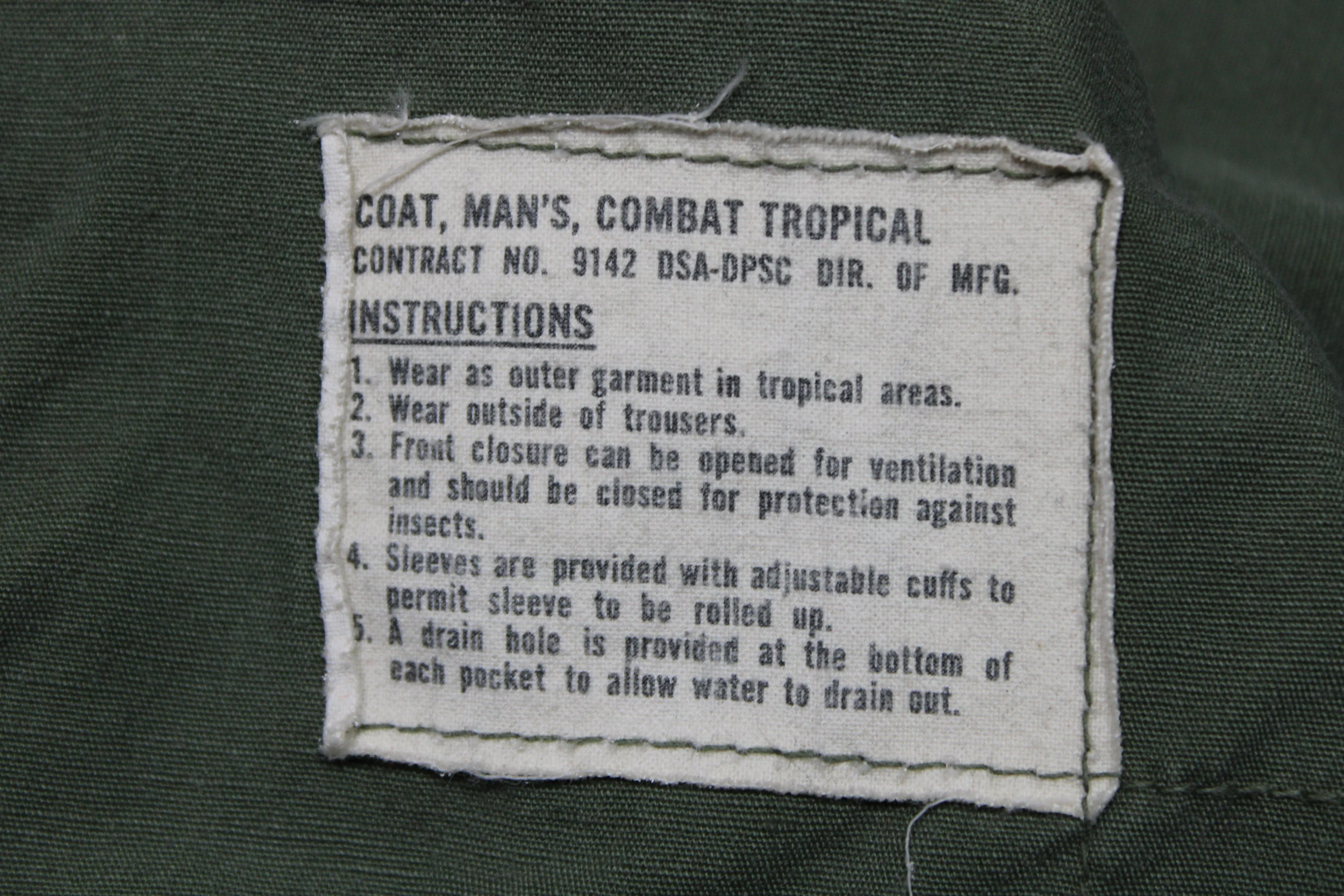 Vietnam War OG 107 Poplin Jungle Jacket Small