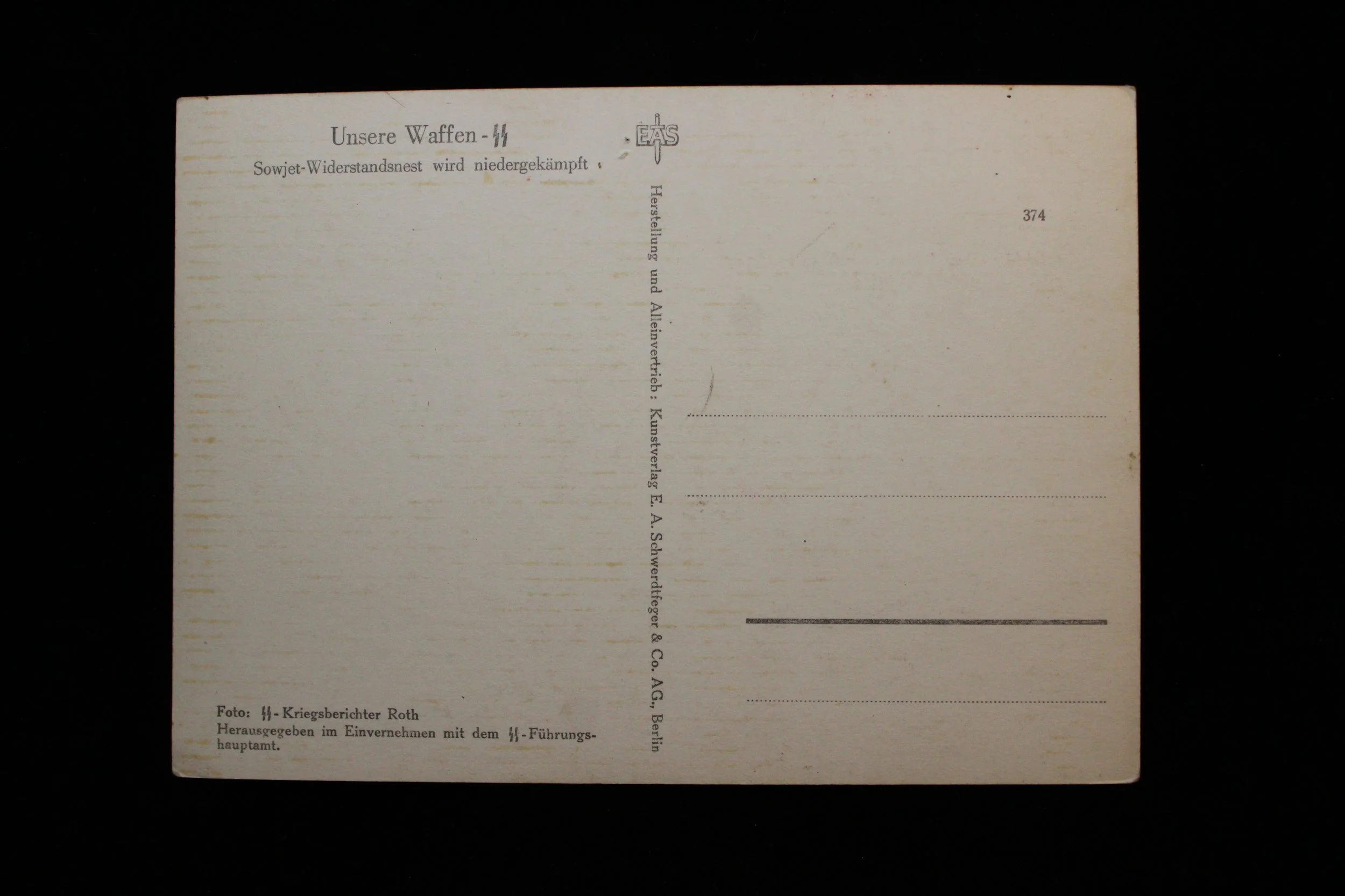 Waffen SS "Wiking" Battle of Uman "Soviet resistance stronghold is crushed" Original Postcard