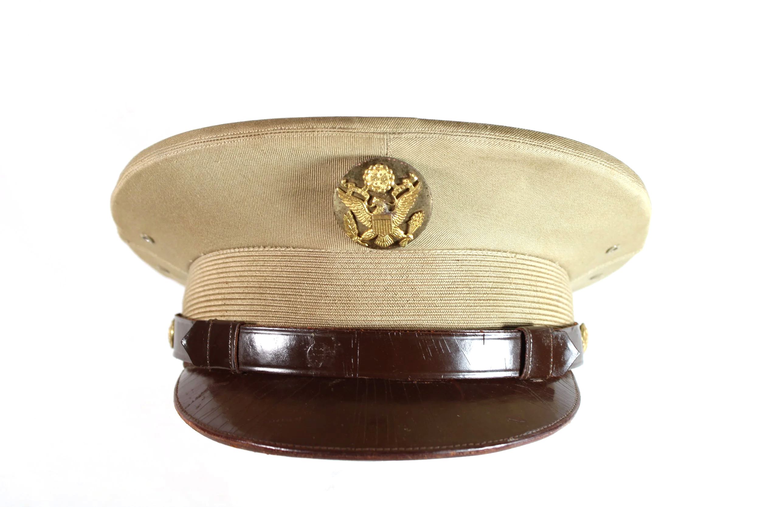 WWII US Enlisted Khaki Visor Cap Large
