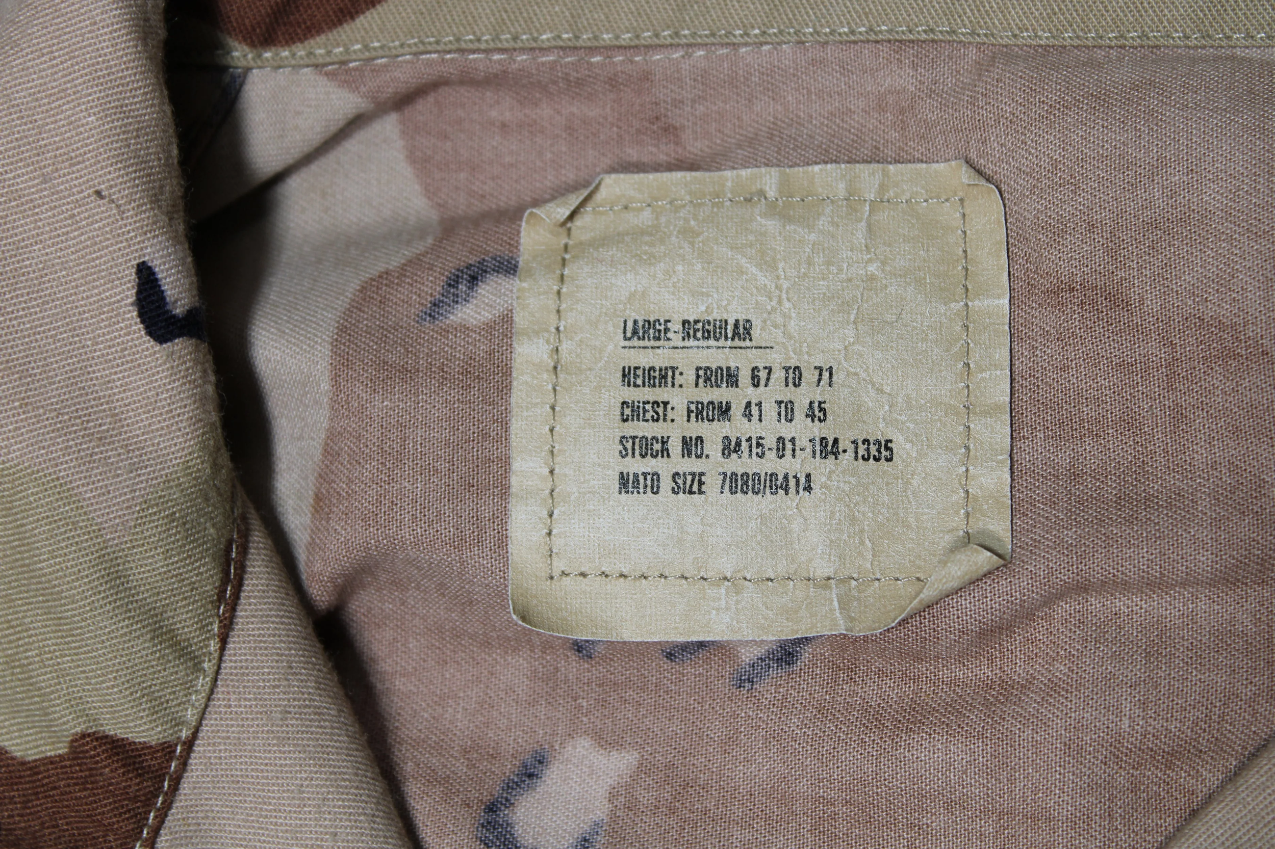 US Desert Battle Dress Uniform (DBDU) "chocolate chip" camouflage BDU Jacket Desert Storm