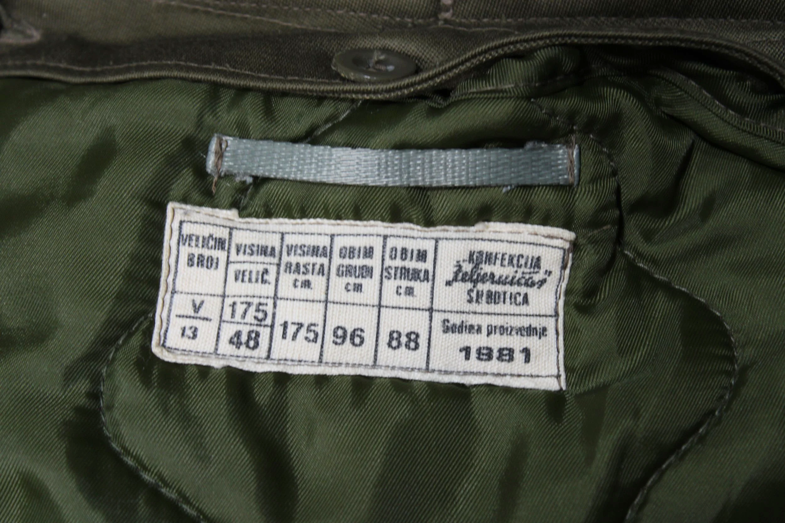 JNA YPA Yugoslav Army M77 Complete Winter Combat Parka Jacket Tag