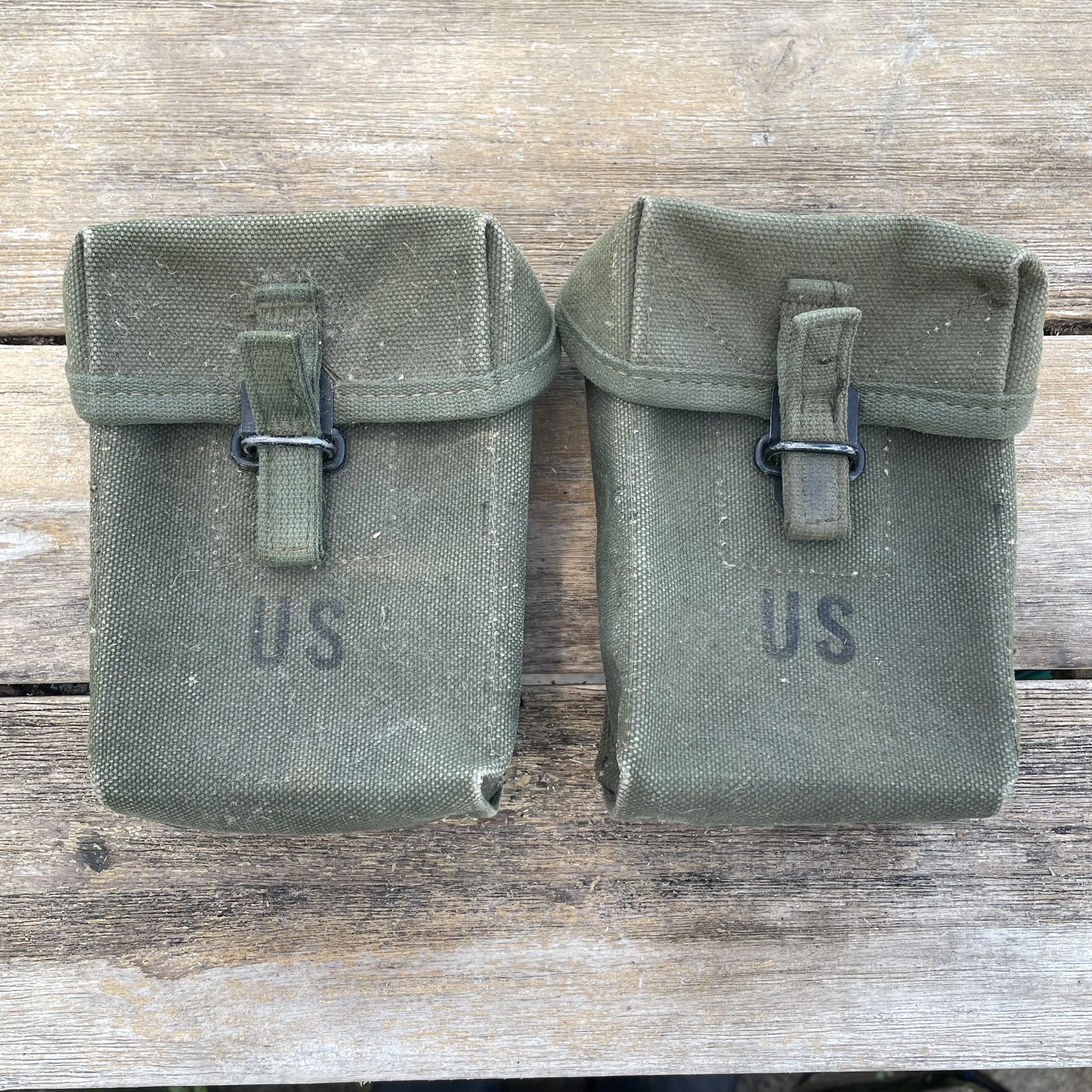 Pair of Stripped Down Dead Stock Vietnam War M1956 Universal Small Arms Ammunition Pouch 2nd Pattern